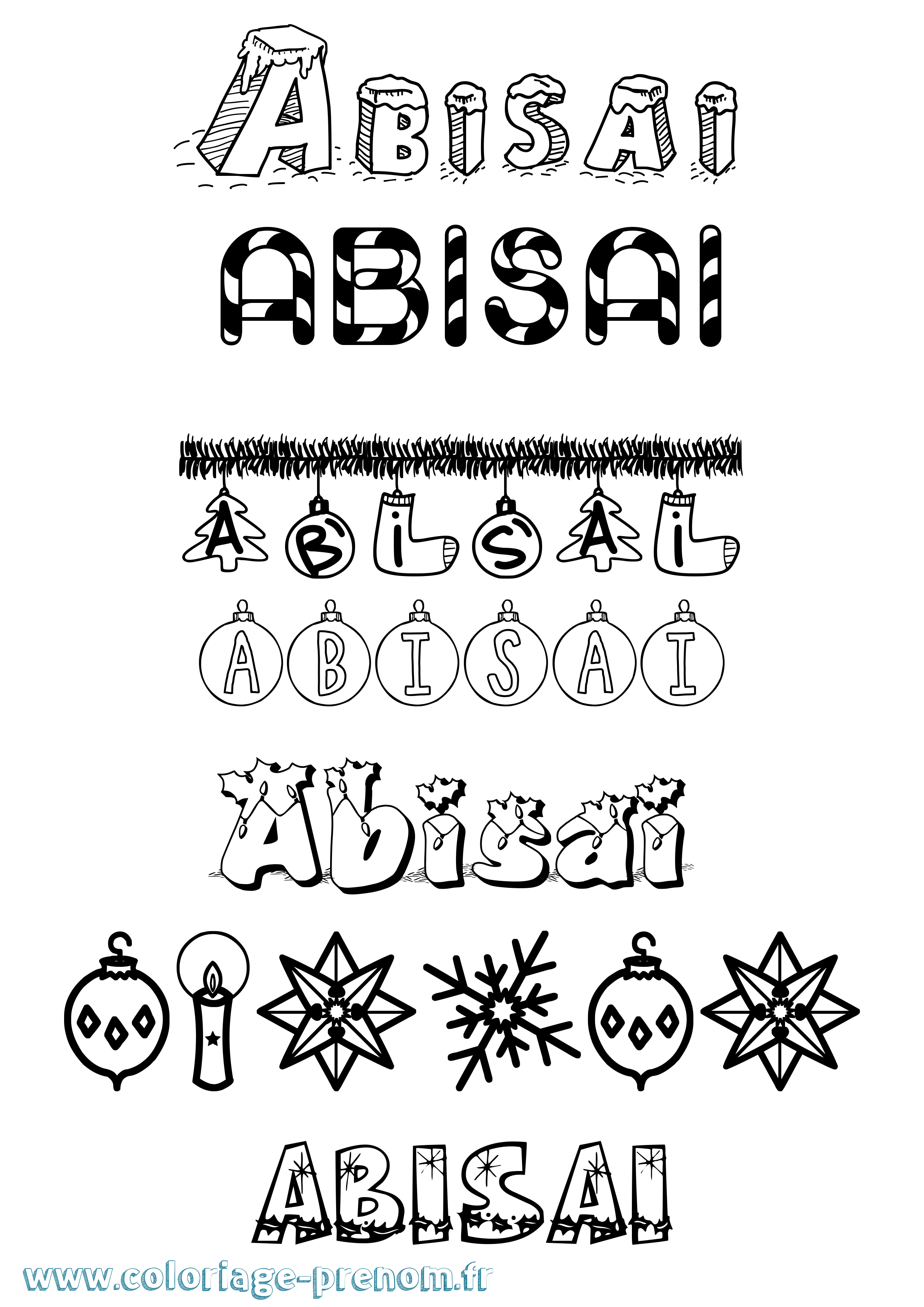 Coloriage Abisai Noël Coloriage prénom Abisai Noël