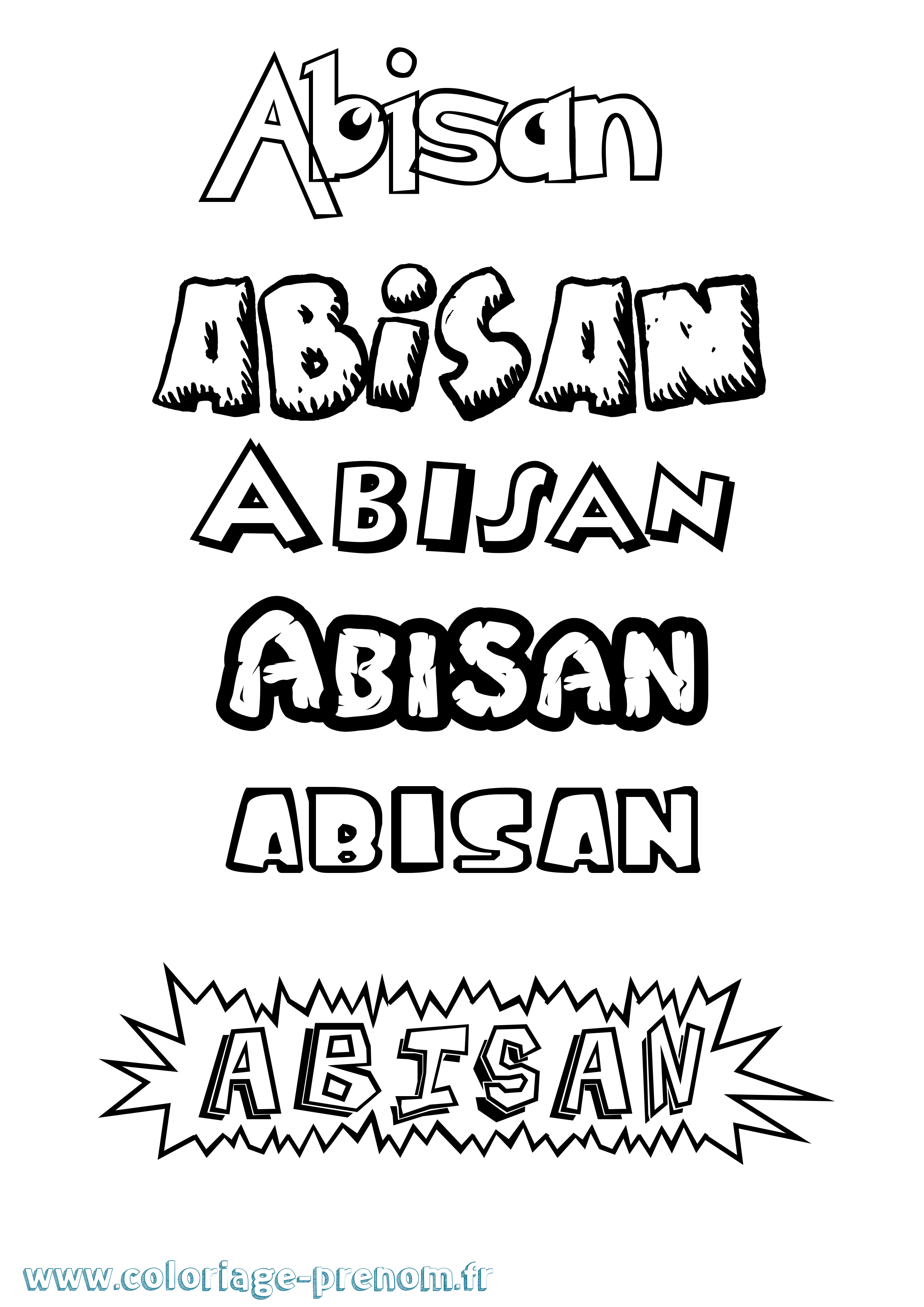 Coloriage prénom Abisan Dessin Animé