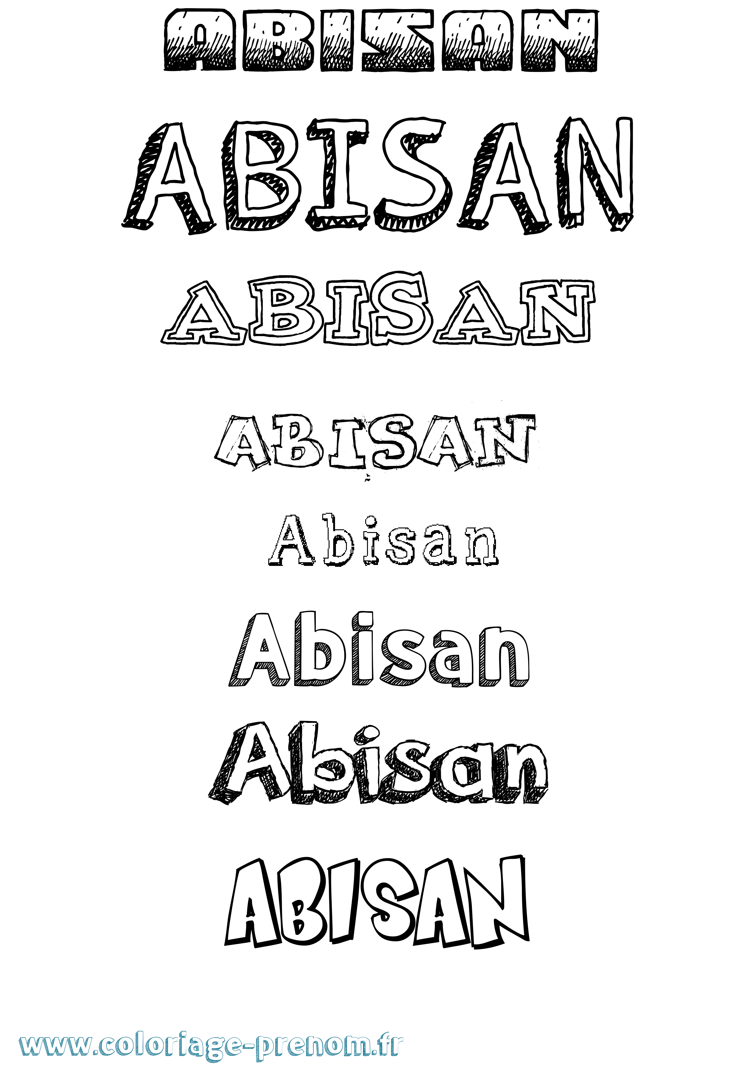 Coloriage prénom Abisan Dessiné