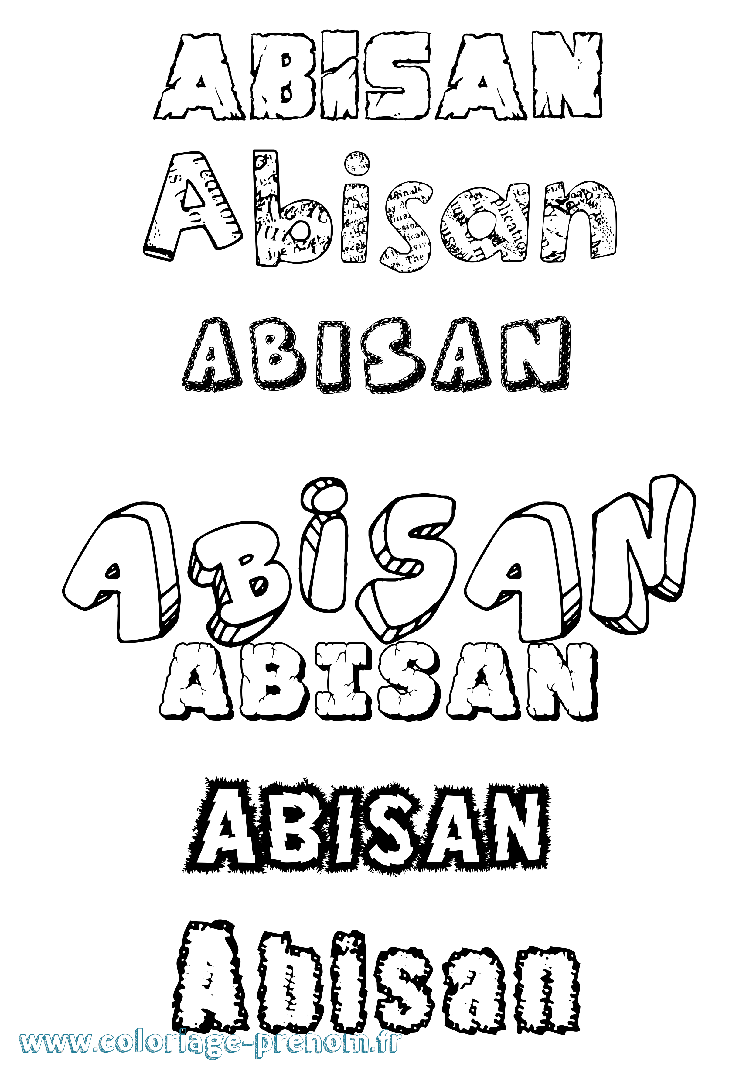 Coloriage prénom Abisan Destructuré