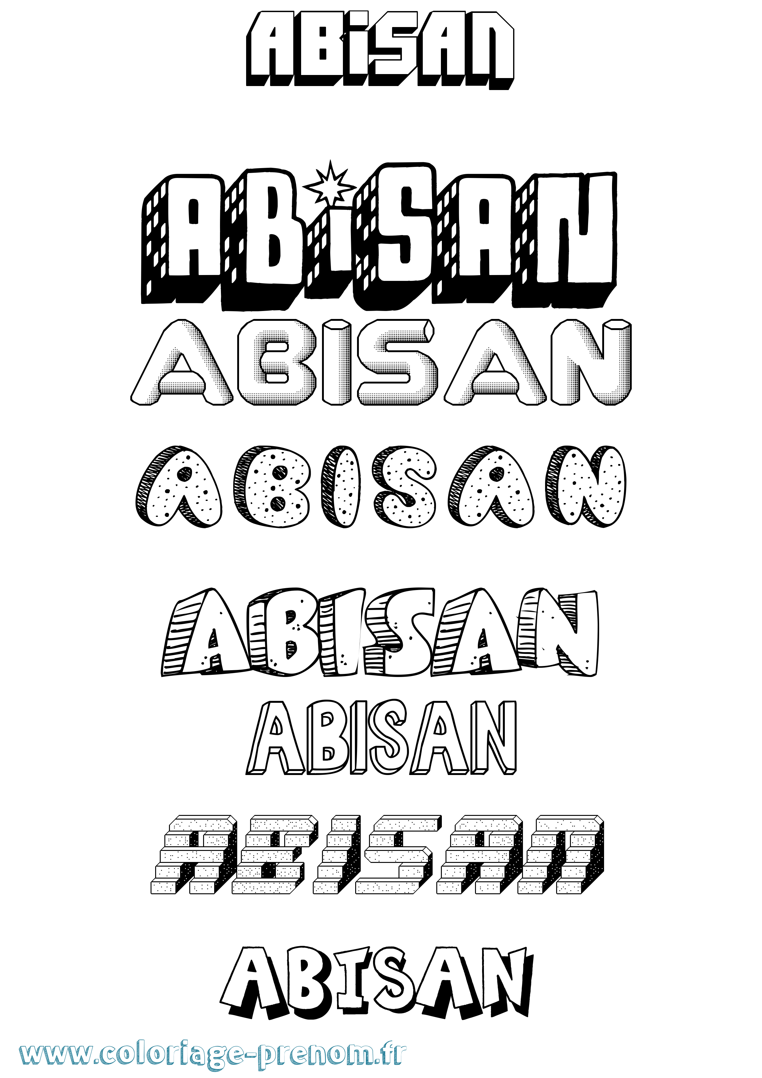 Coloriage prénom Abisan Effet 3D