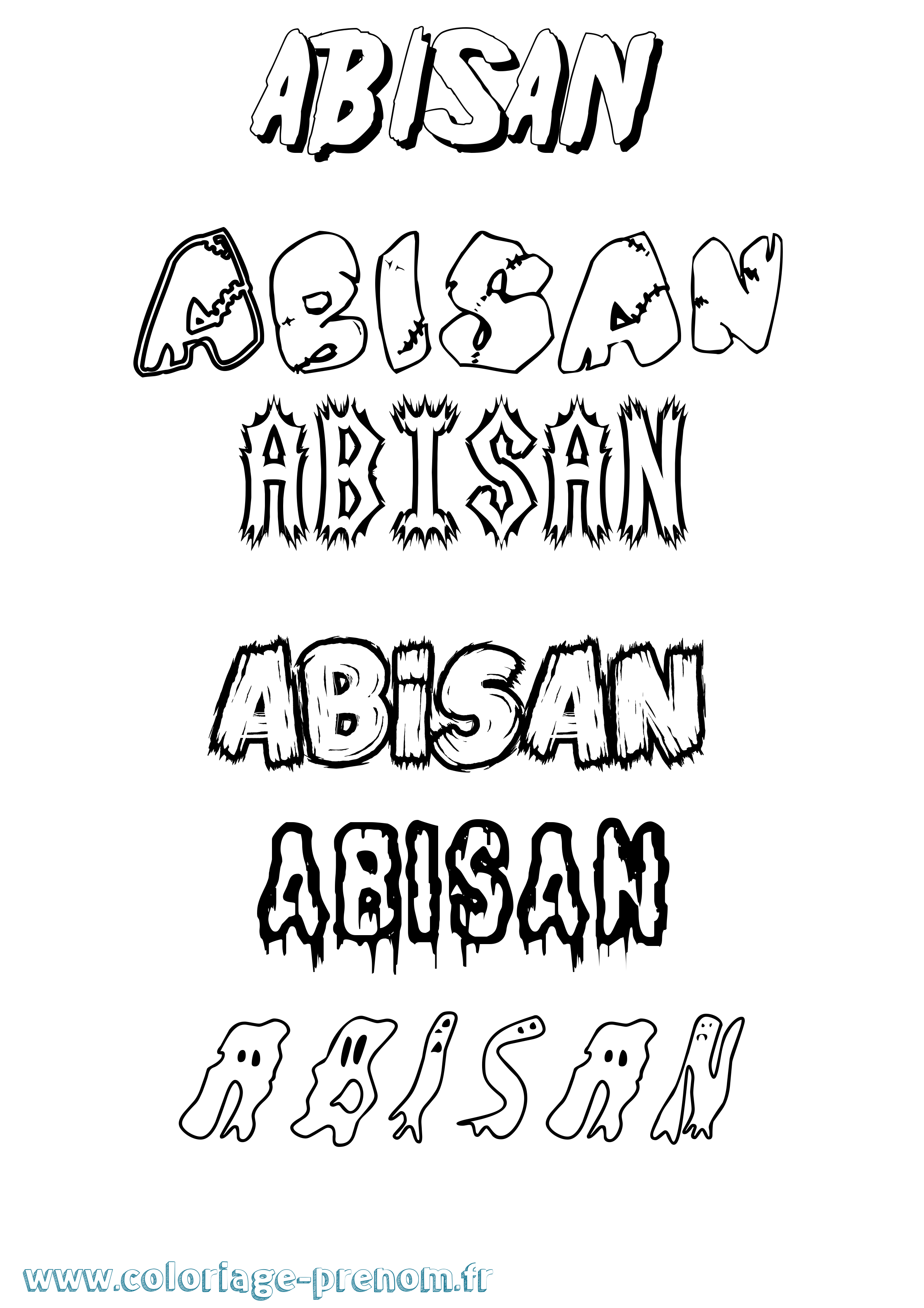 Coloriage prénom Abisan Frisson