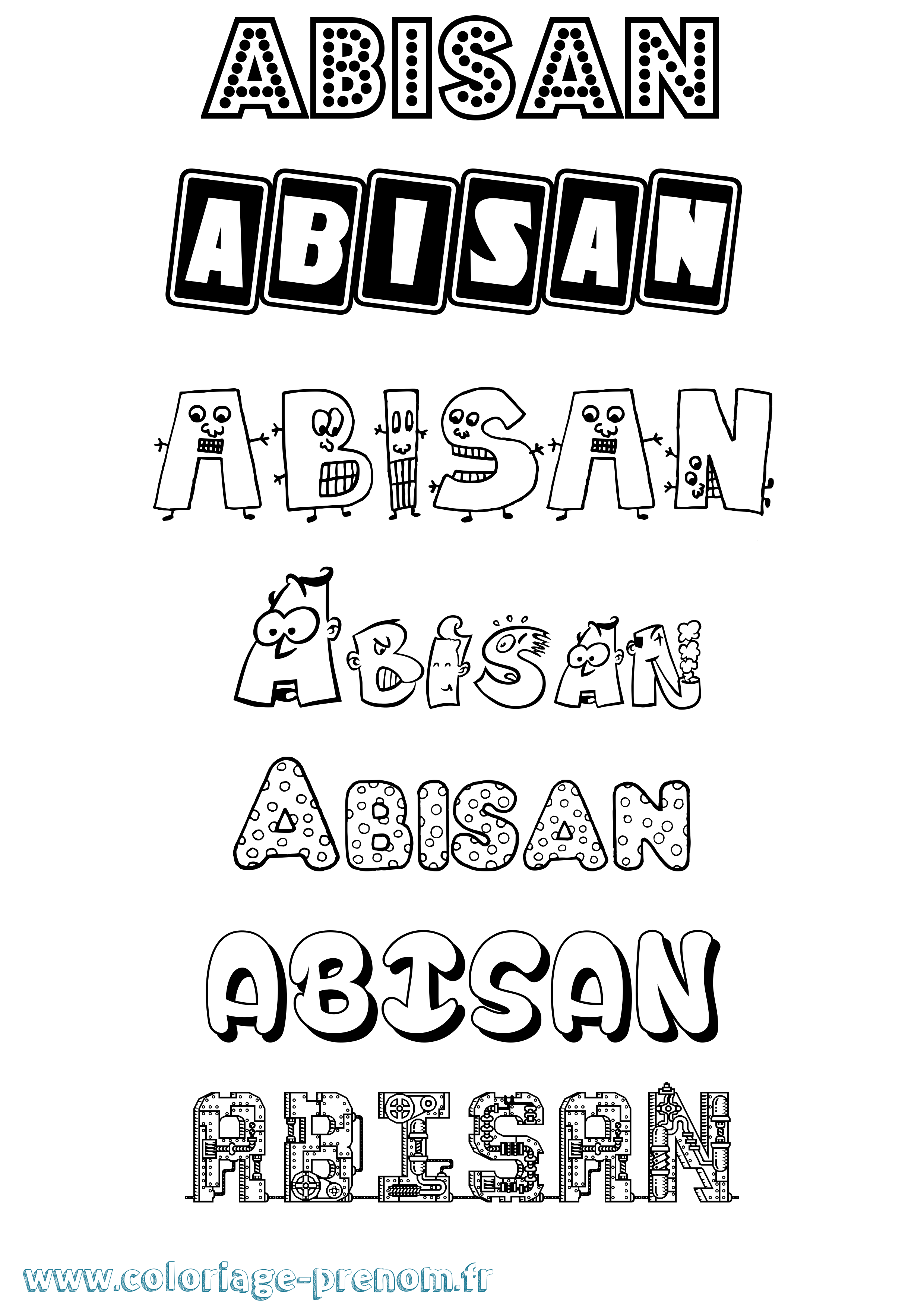 Coloriage prénom Abisan Fun
