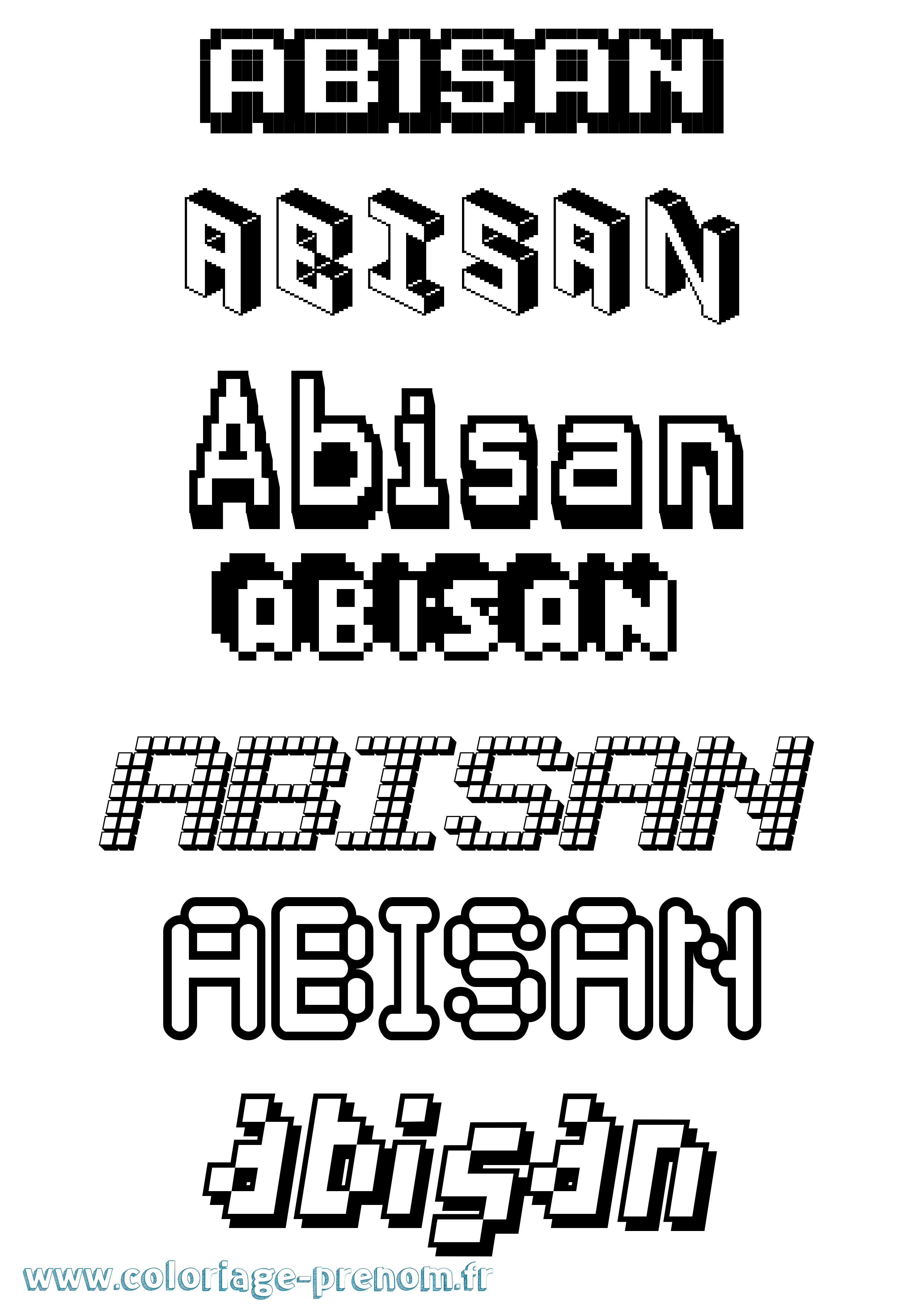 Coloriage prénom Abisan Pixel