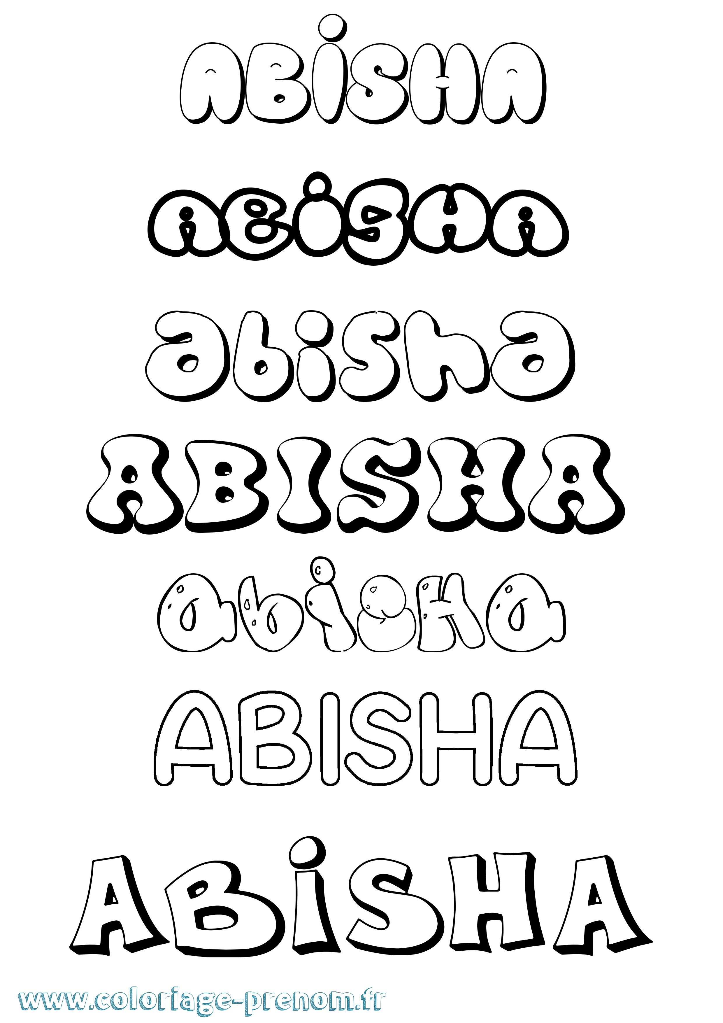 Coloriage Abisha Bubble Coloriage prénom Abisha Bubble