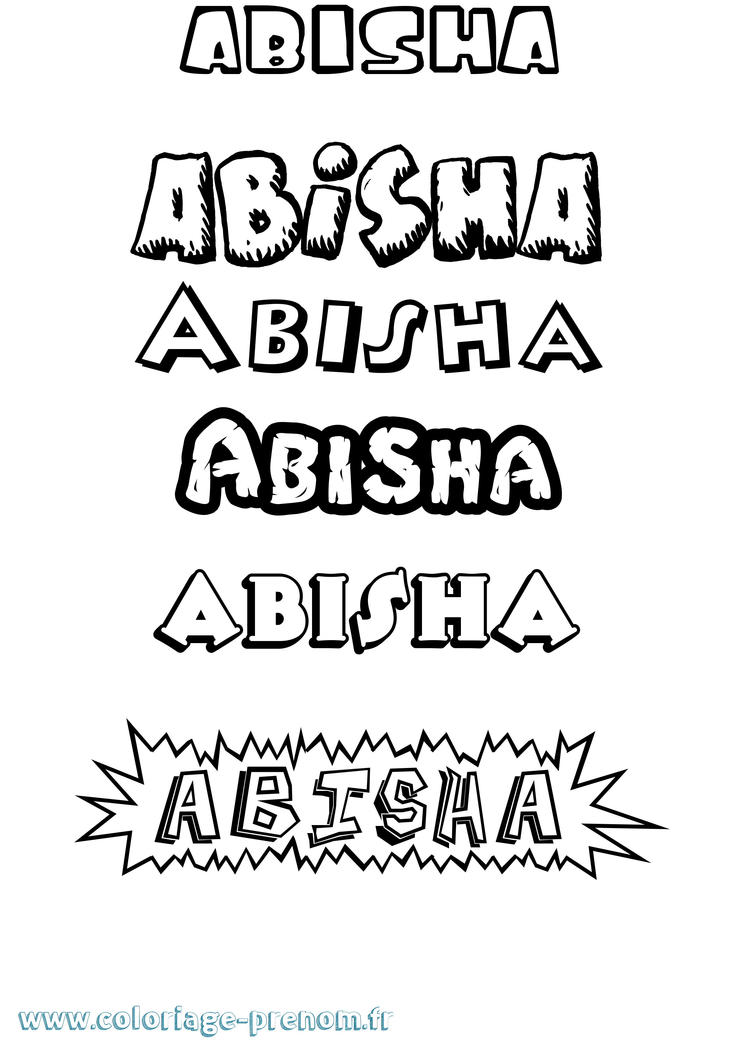 Coloriage prénom Abisha Dessin Animé