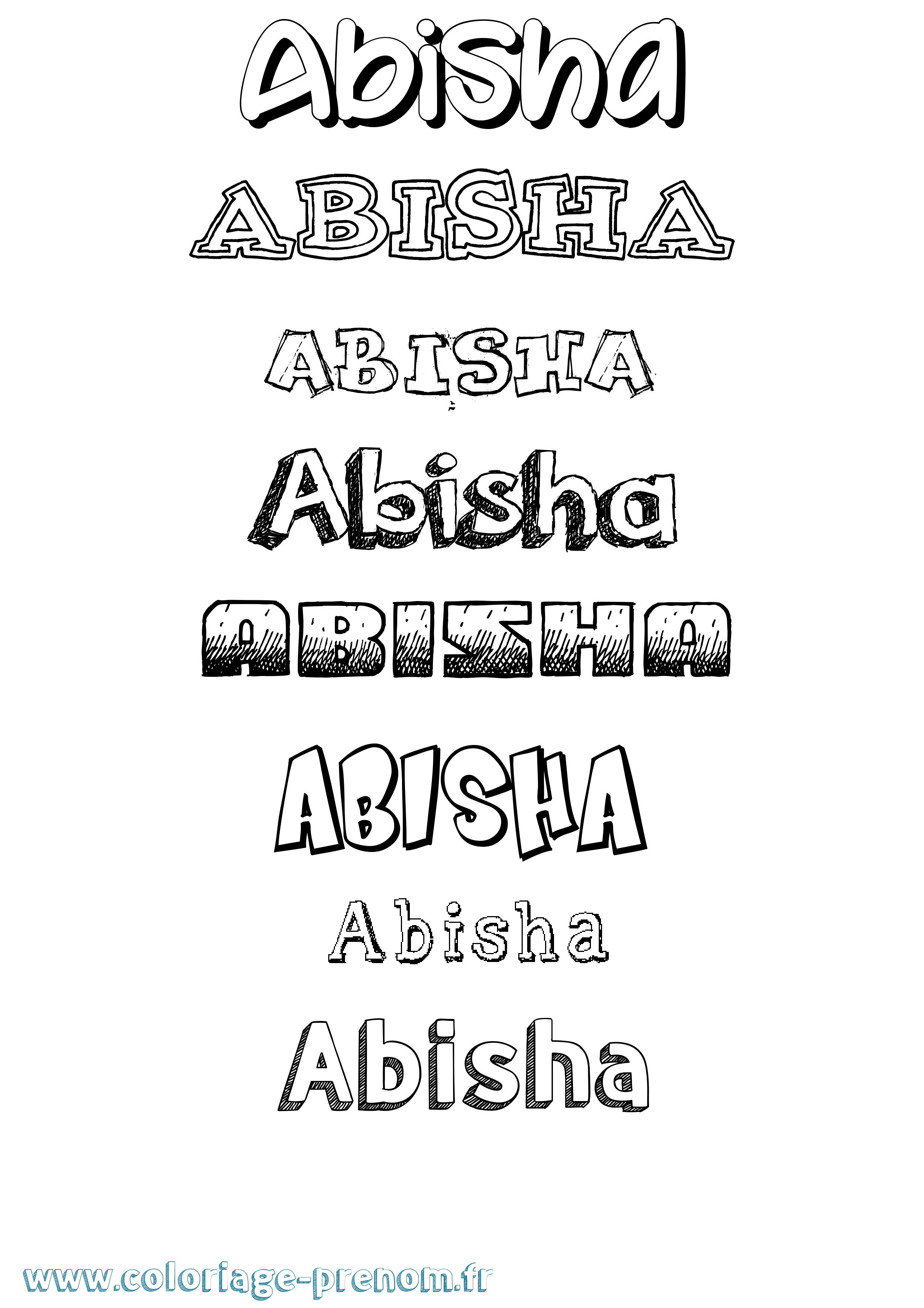 Coloriage prénom Abisha Dessiné