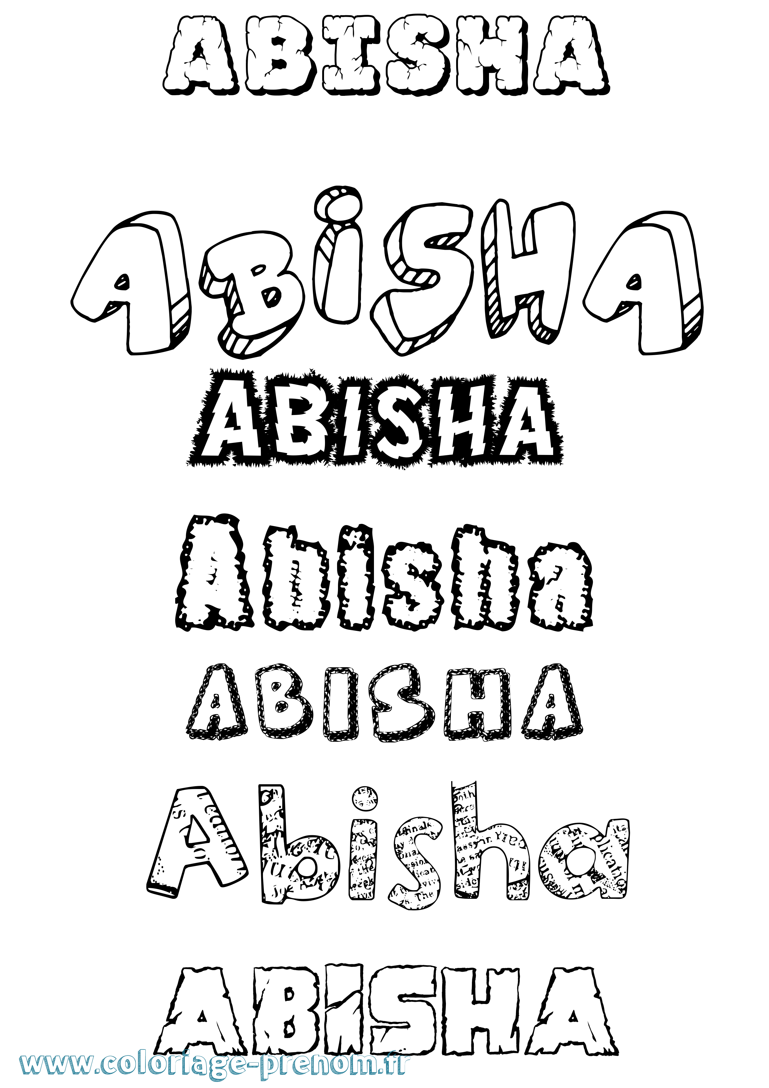 Coloriage prénom Abisha Destructuré