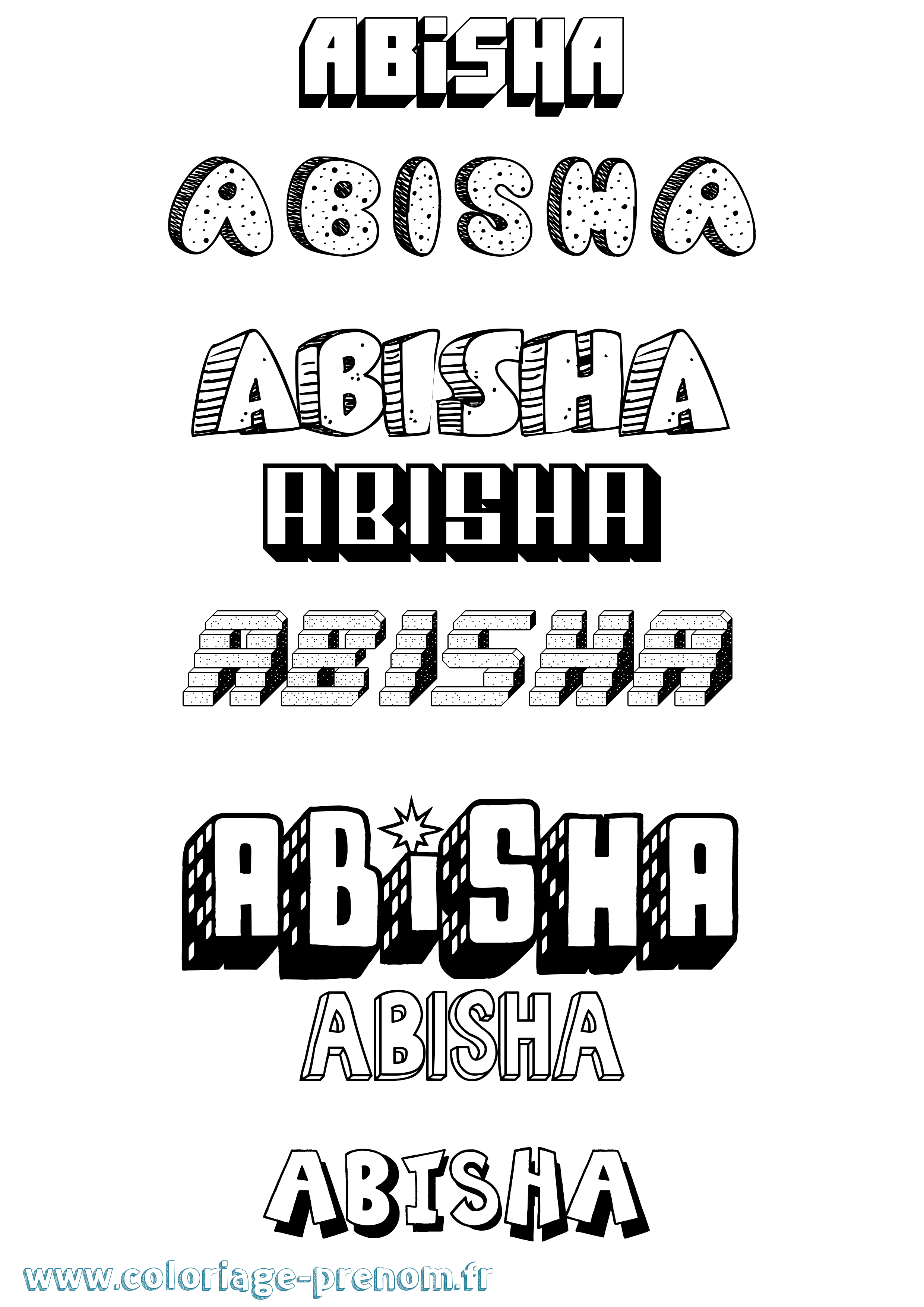 Coloriage prénom Abisha Effet 3D