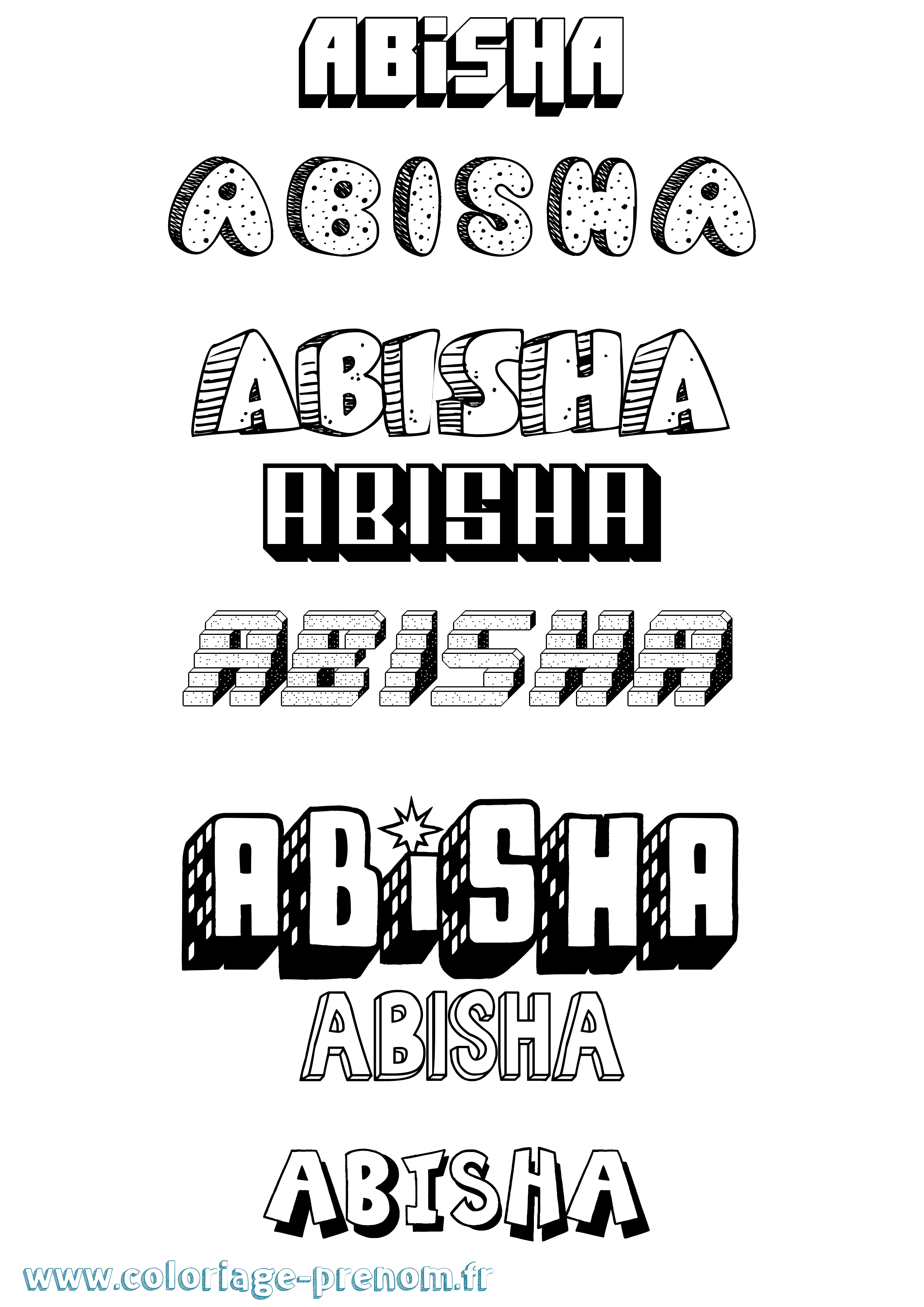 Coloriage Abisha Effet 3D Coloriage prénom Abisha Effet 3D