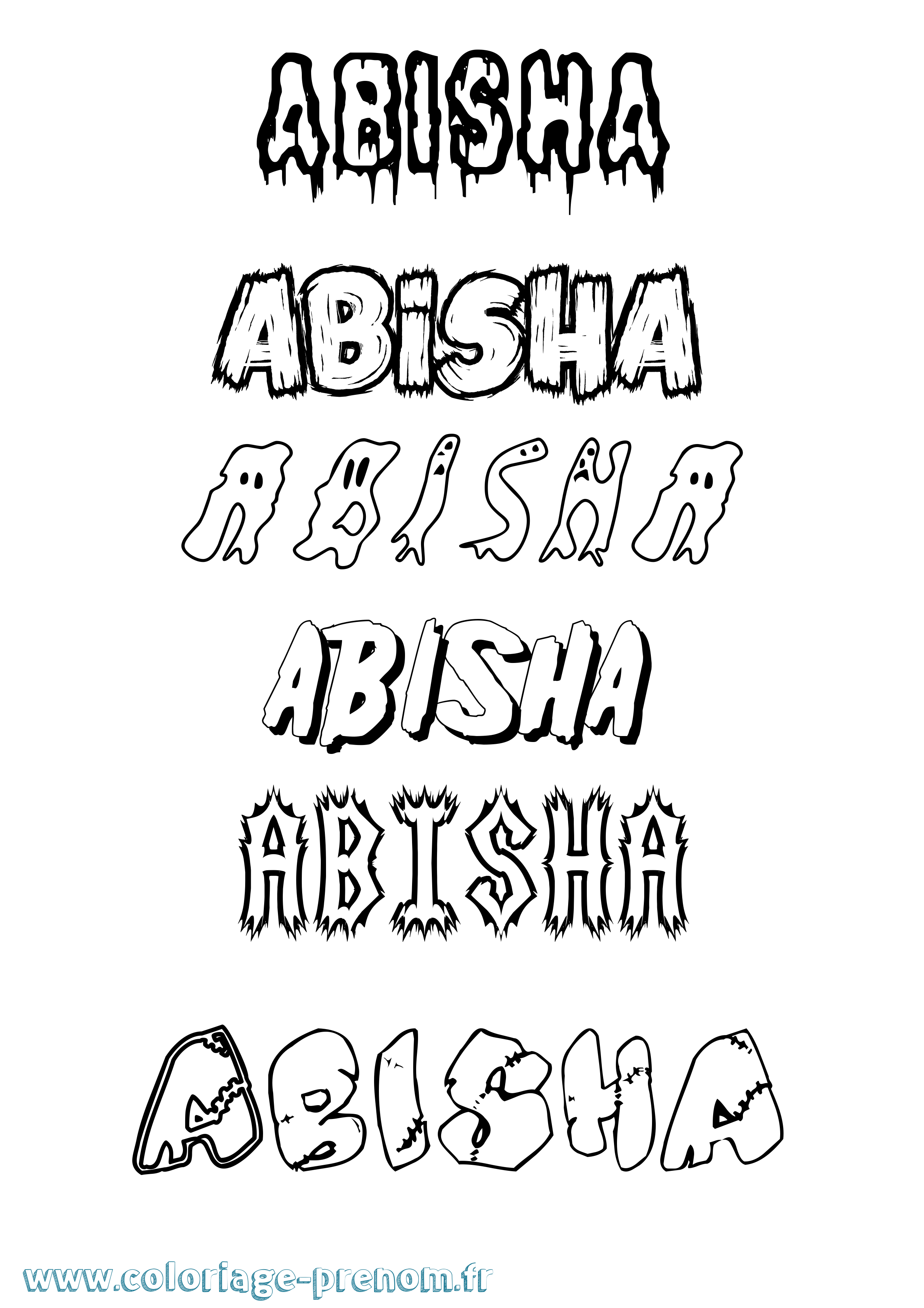 Coloriage prénom Abisha Frisson