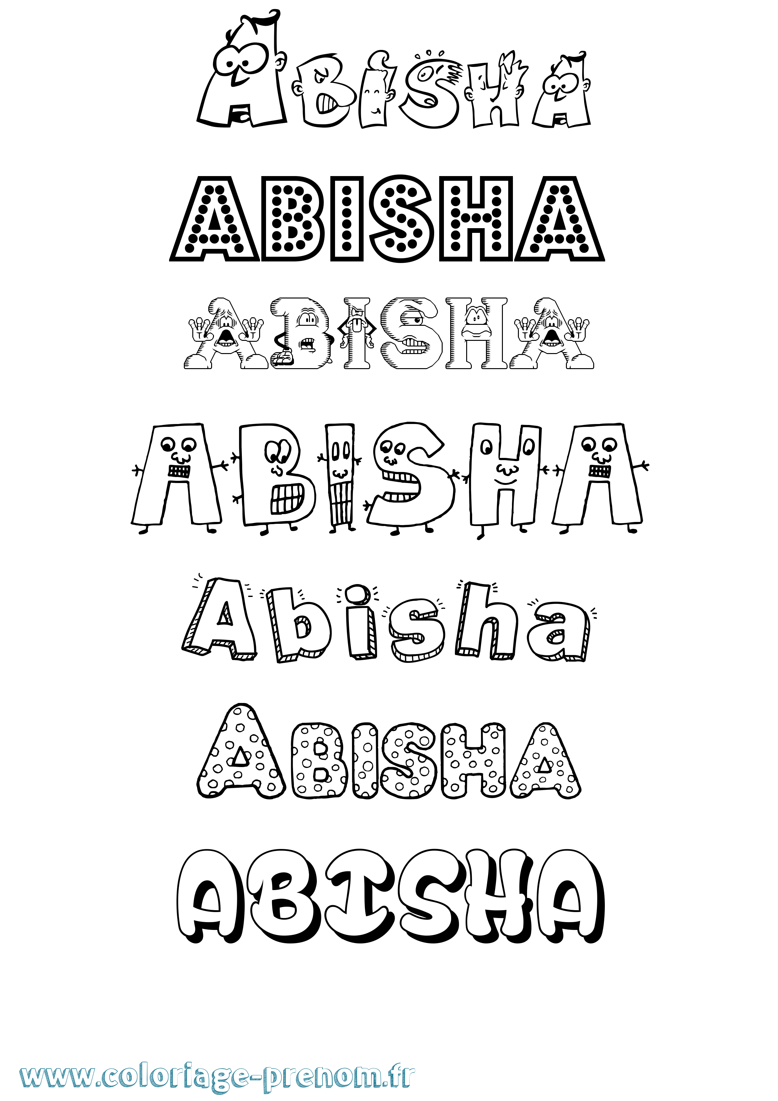 Coloriage prénom Abisha Fun