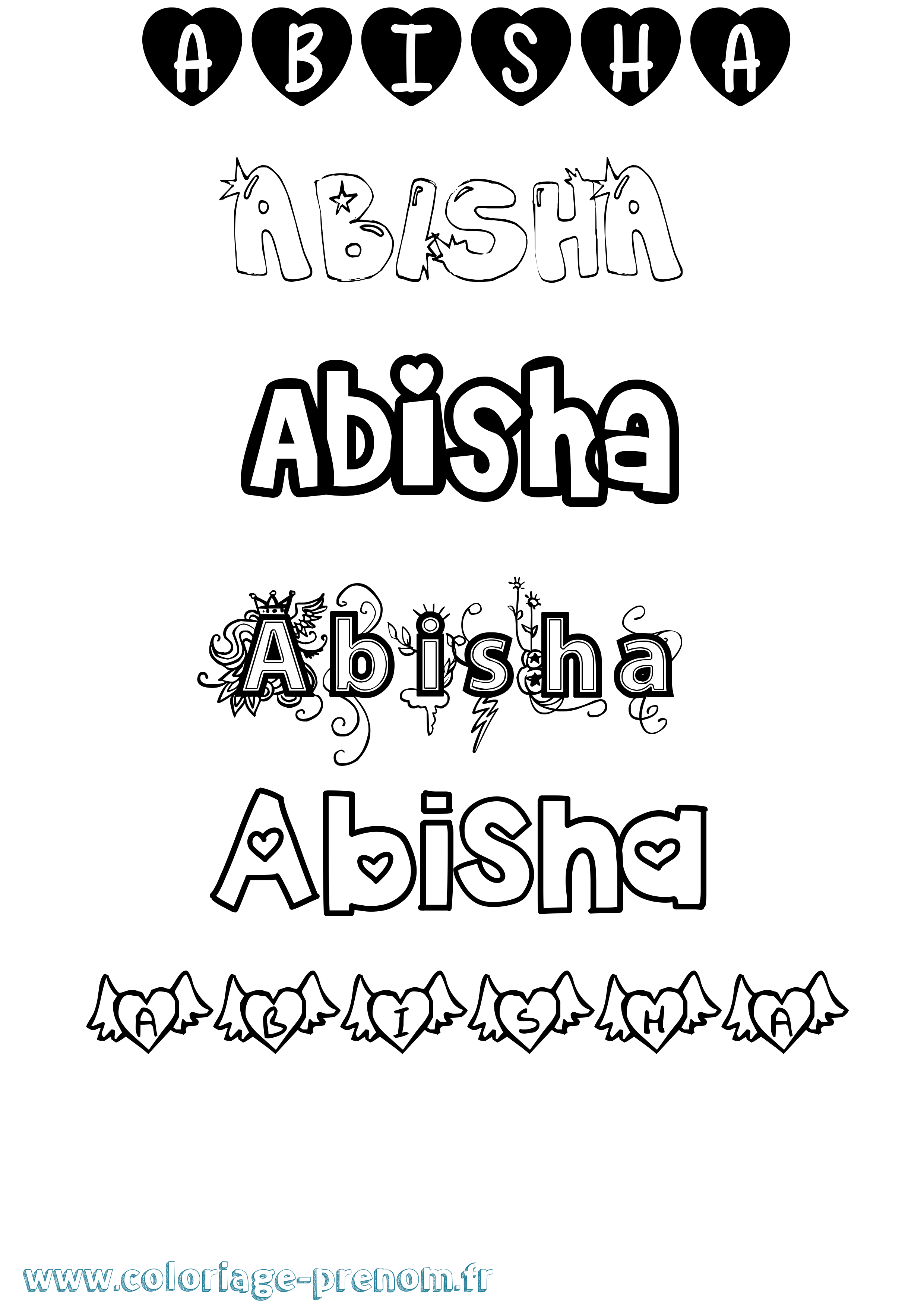 Coloriage Abisha Girly Coloriage prénom Abisha Girly