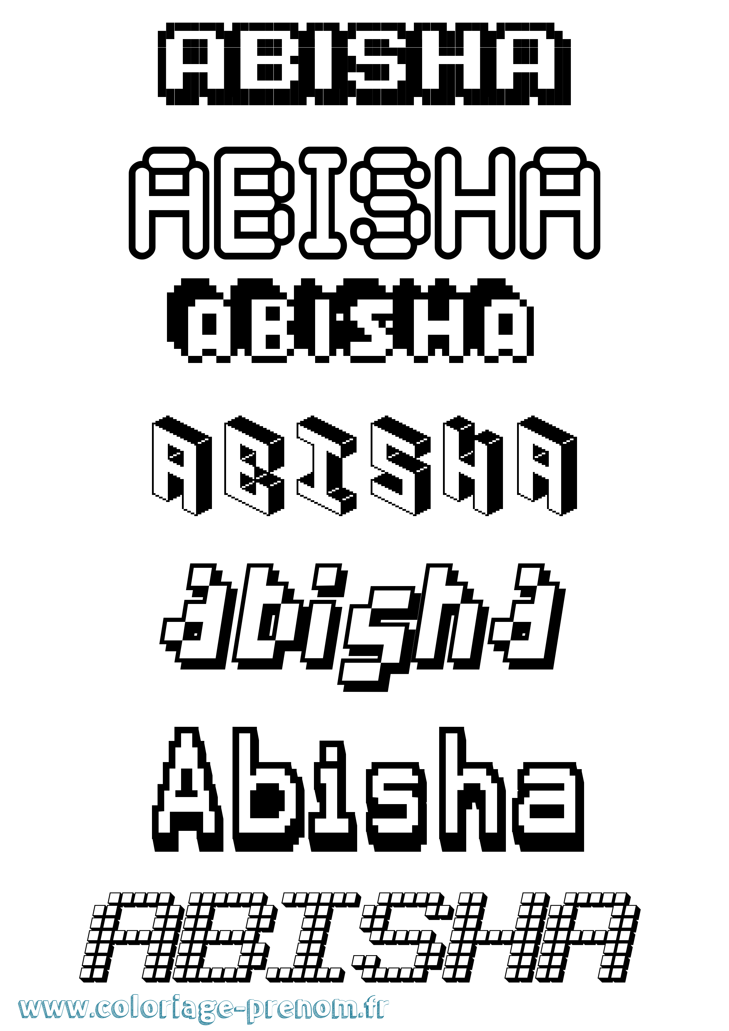 Coloriage prénom Abisha Pixel
