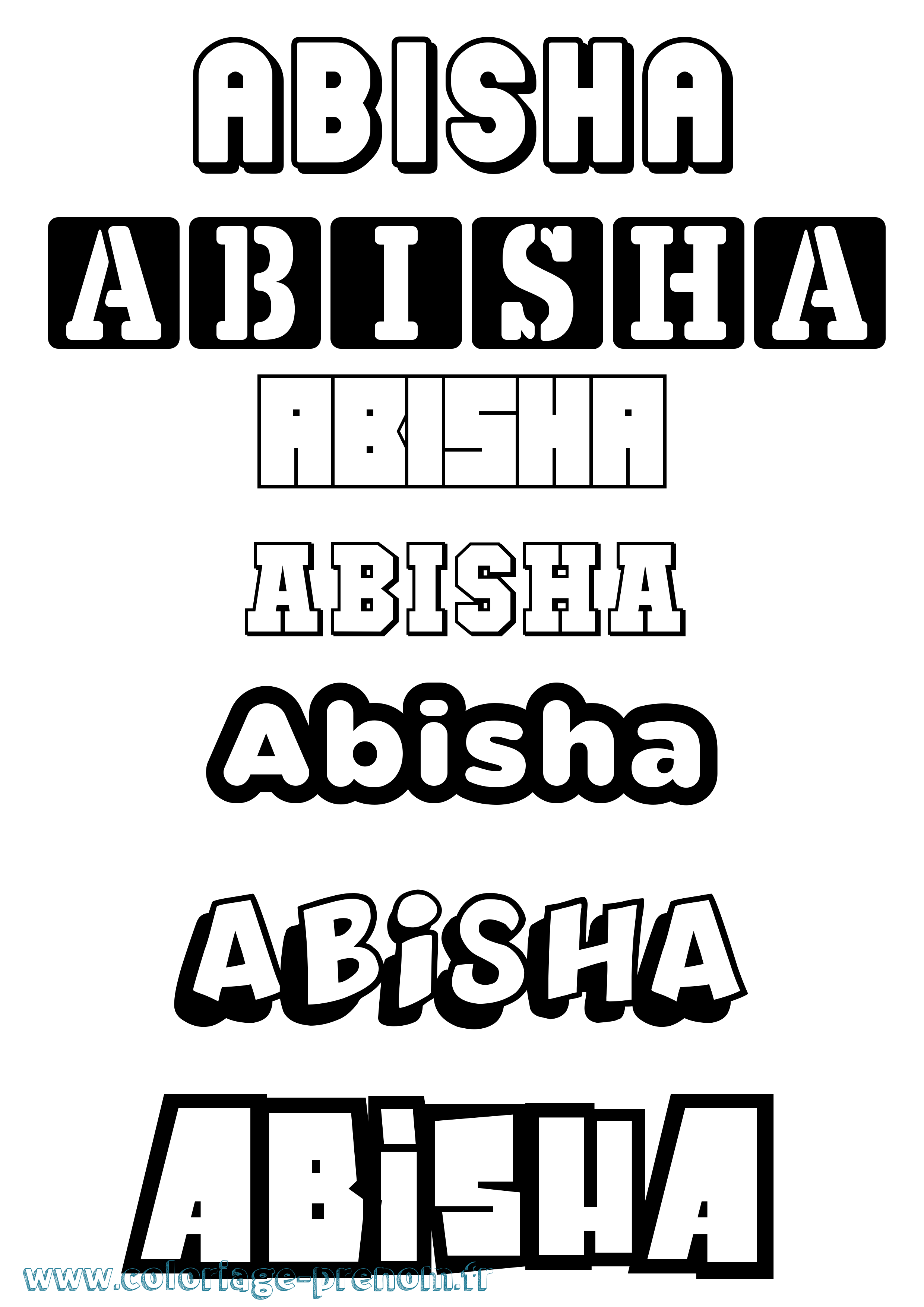 Coloriage prénom Abisha Simple