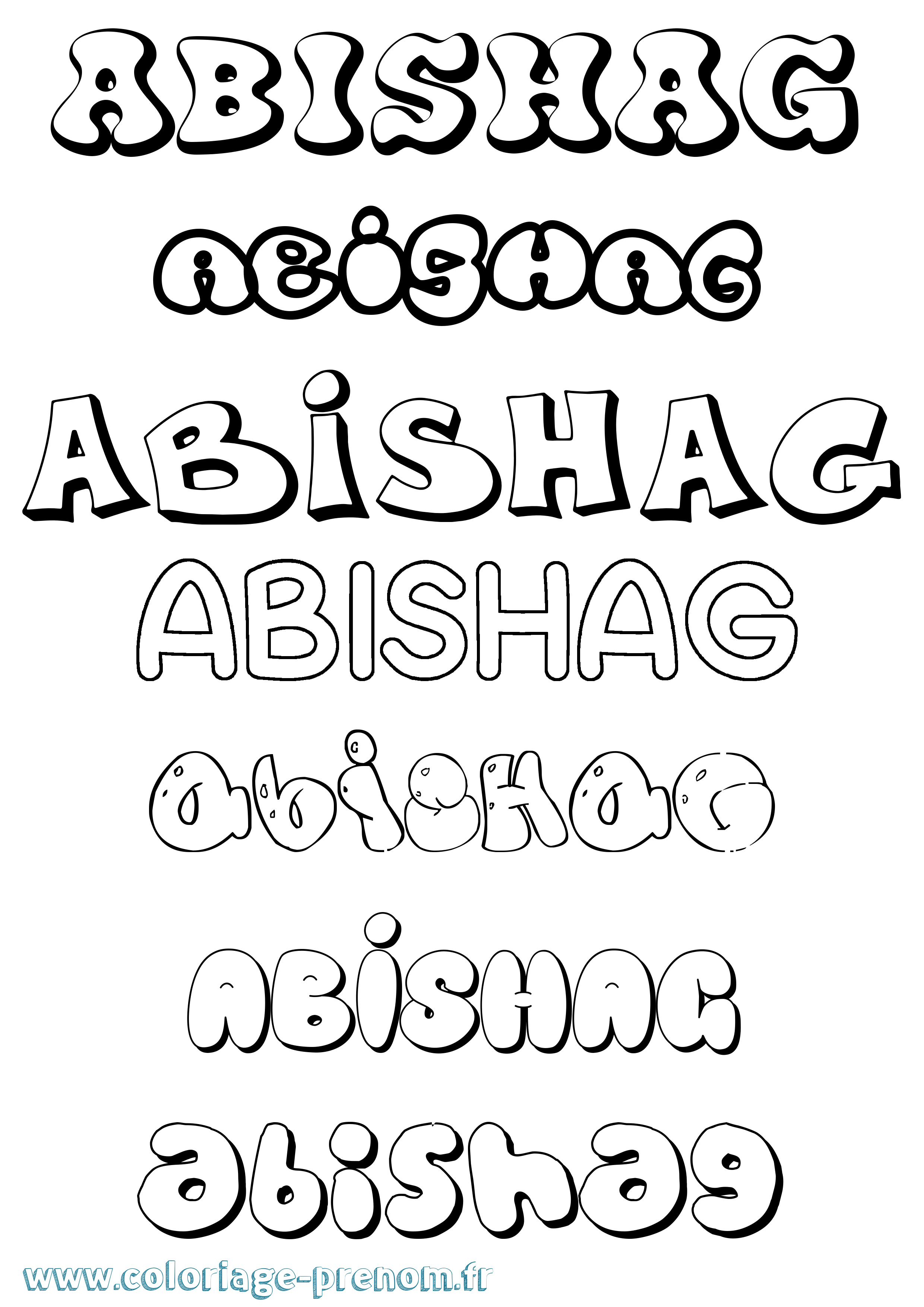 Coloriage prénom Abishag Bubble