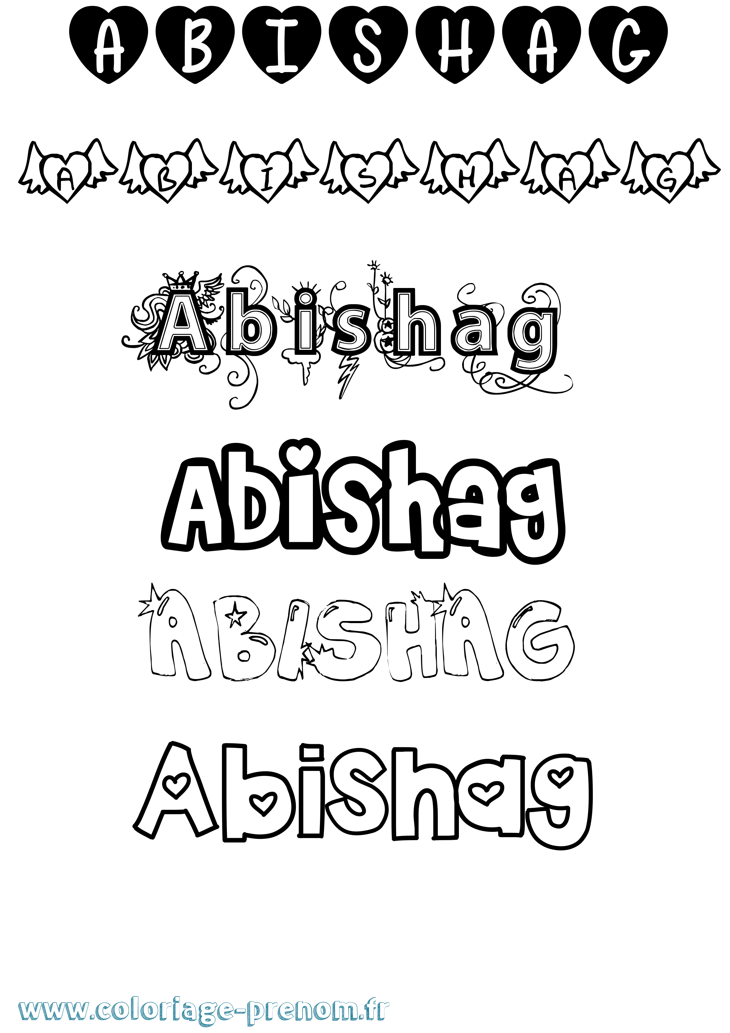 Coloriage prénom Abishag Girly