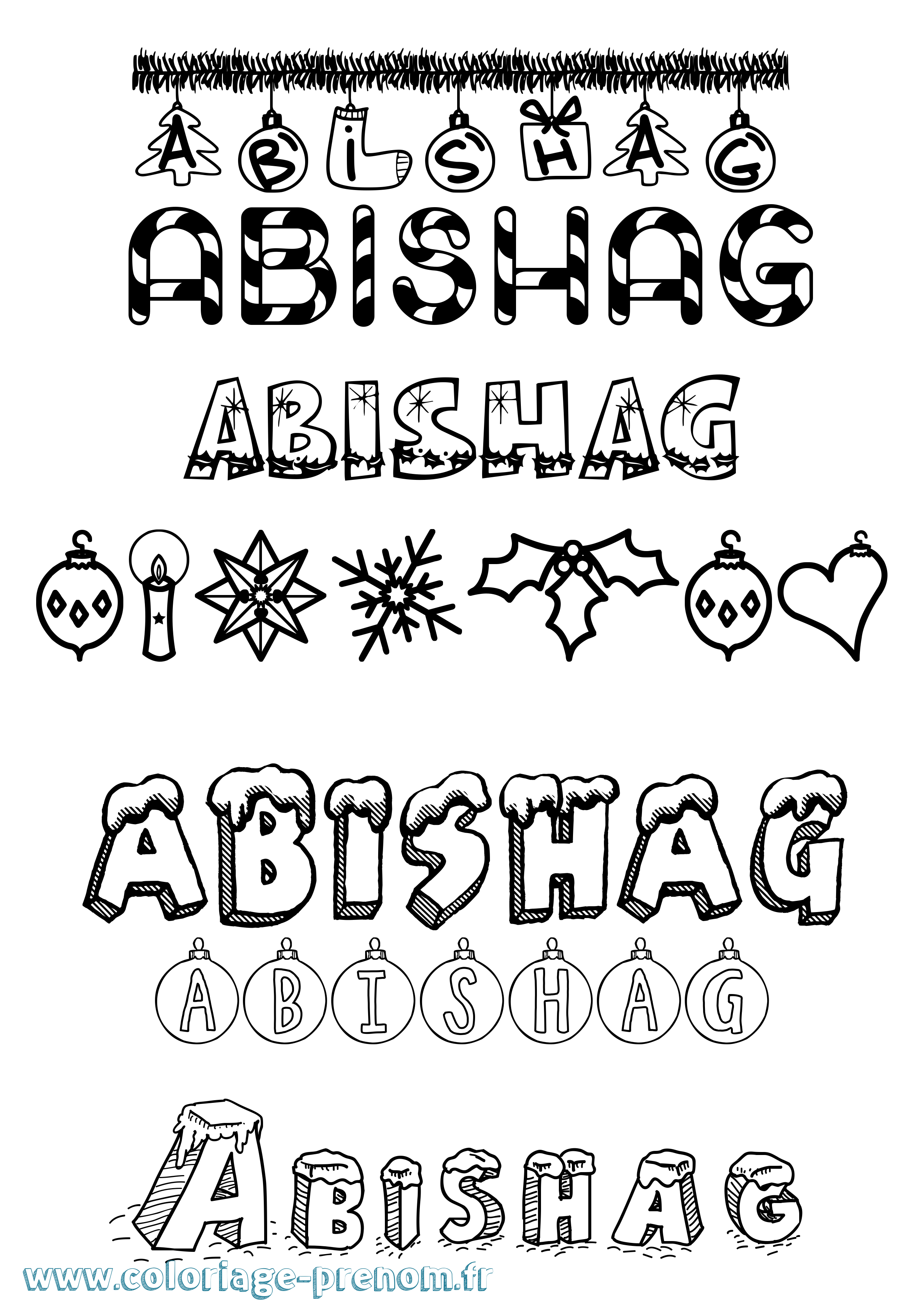 Coloriage prénom Abishag Noël