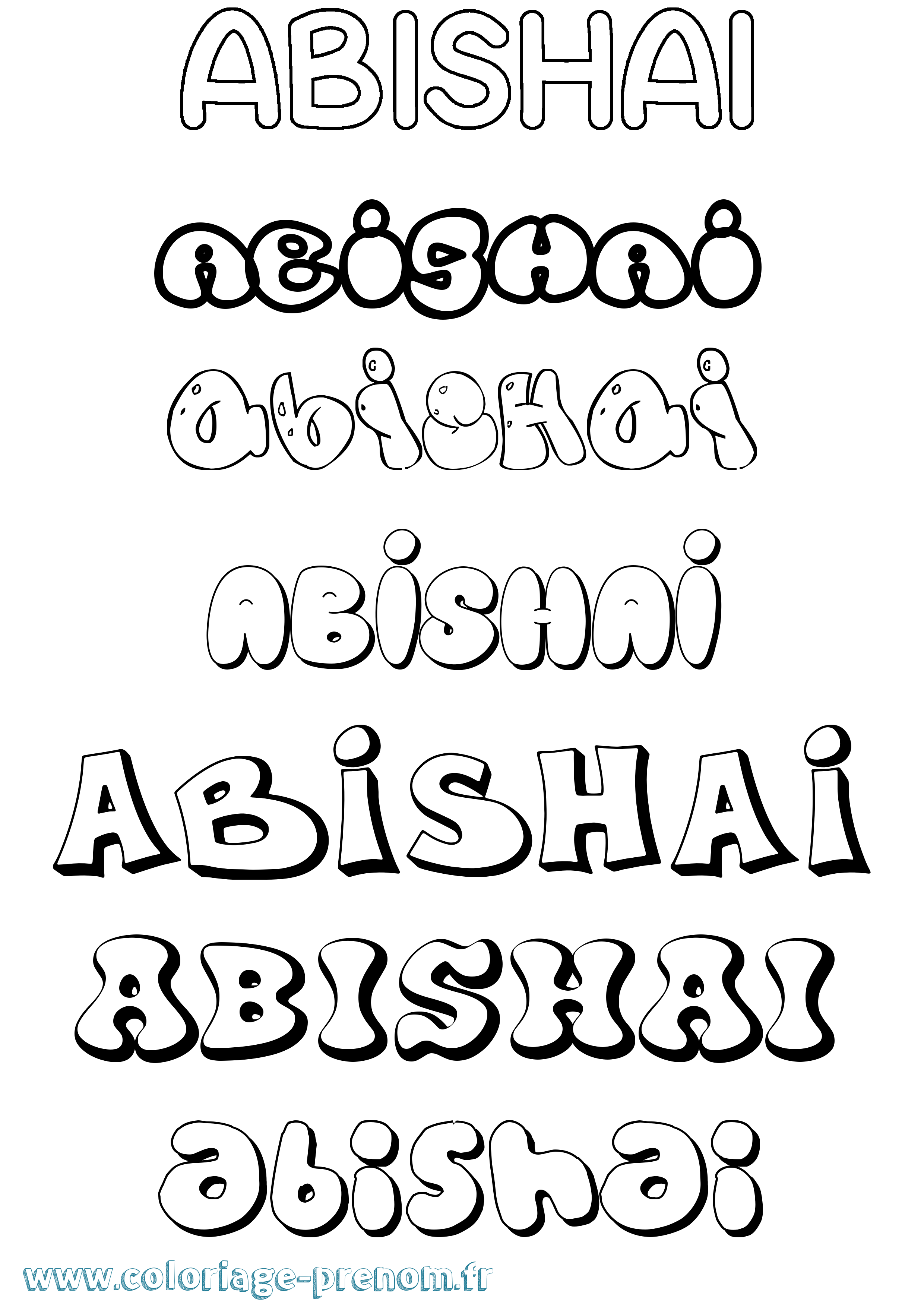 Coloriage prénom Abishai Bubble