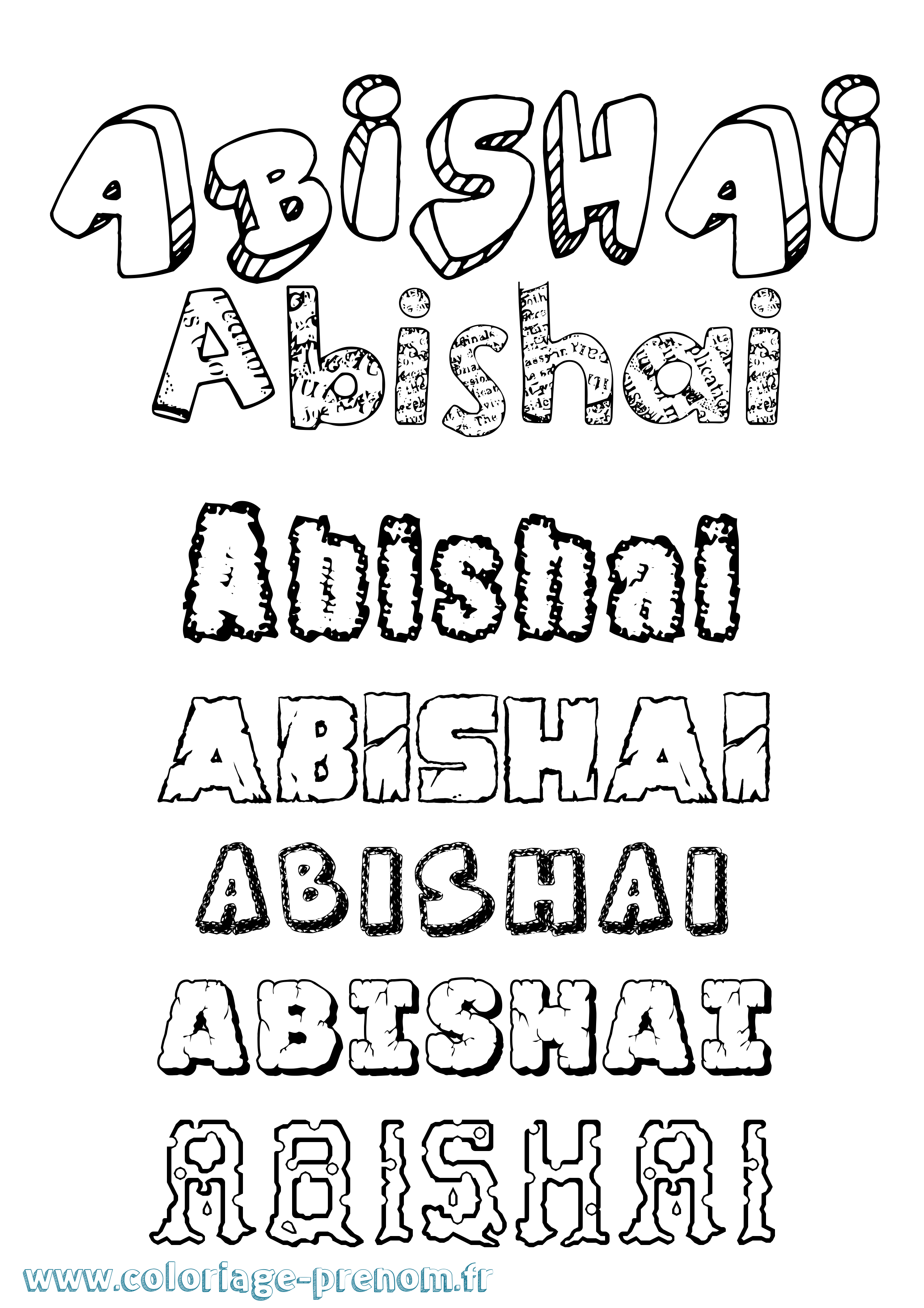 Coloriage prénom Abishai Destructuré