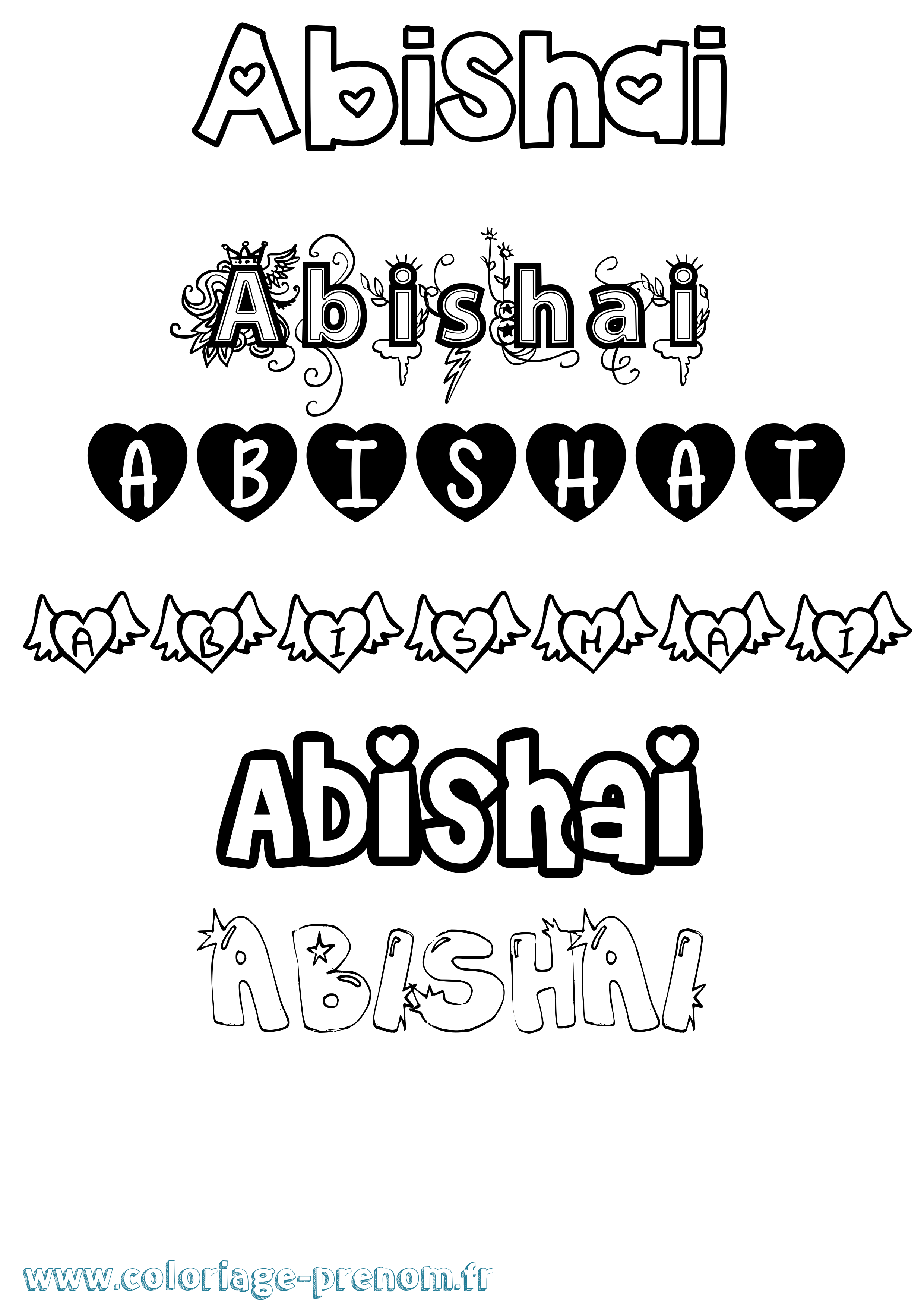 Coloriage prénom Abishai Girly