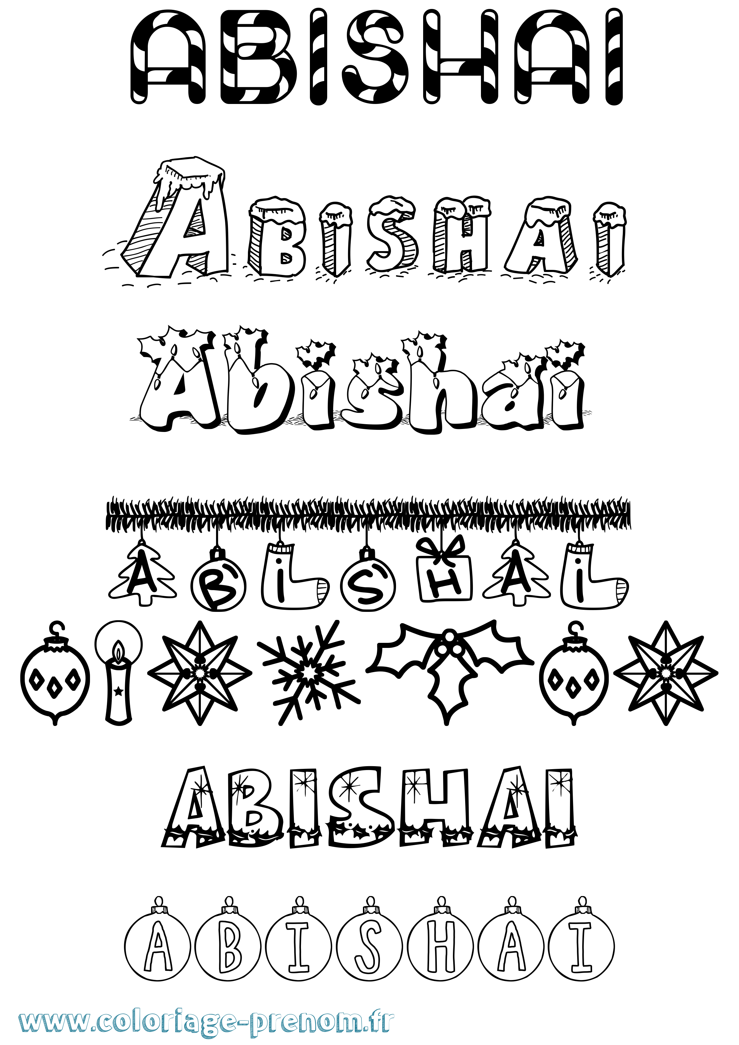 Coloriage prénom Abishai Noël