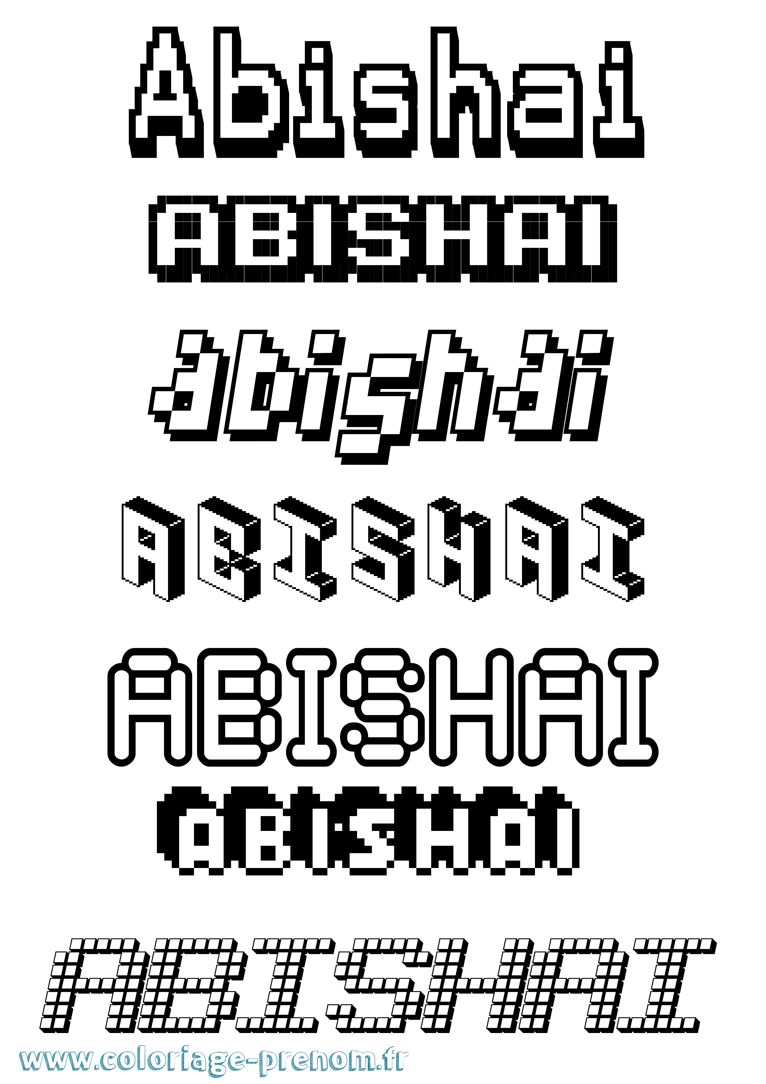 Coloriage prénom Abishai Pixel