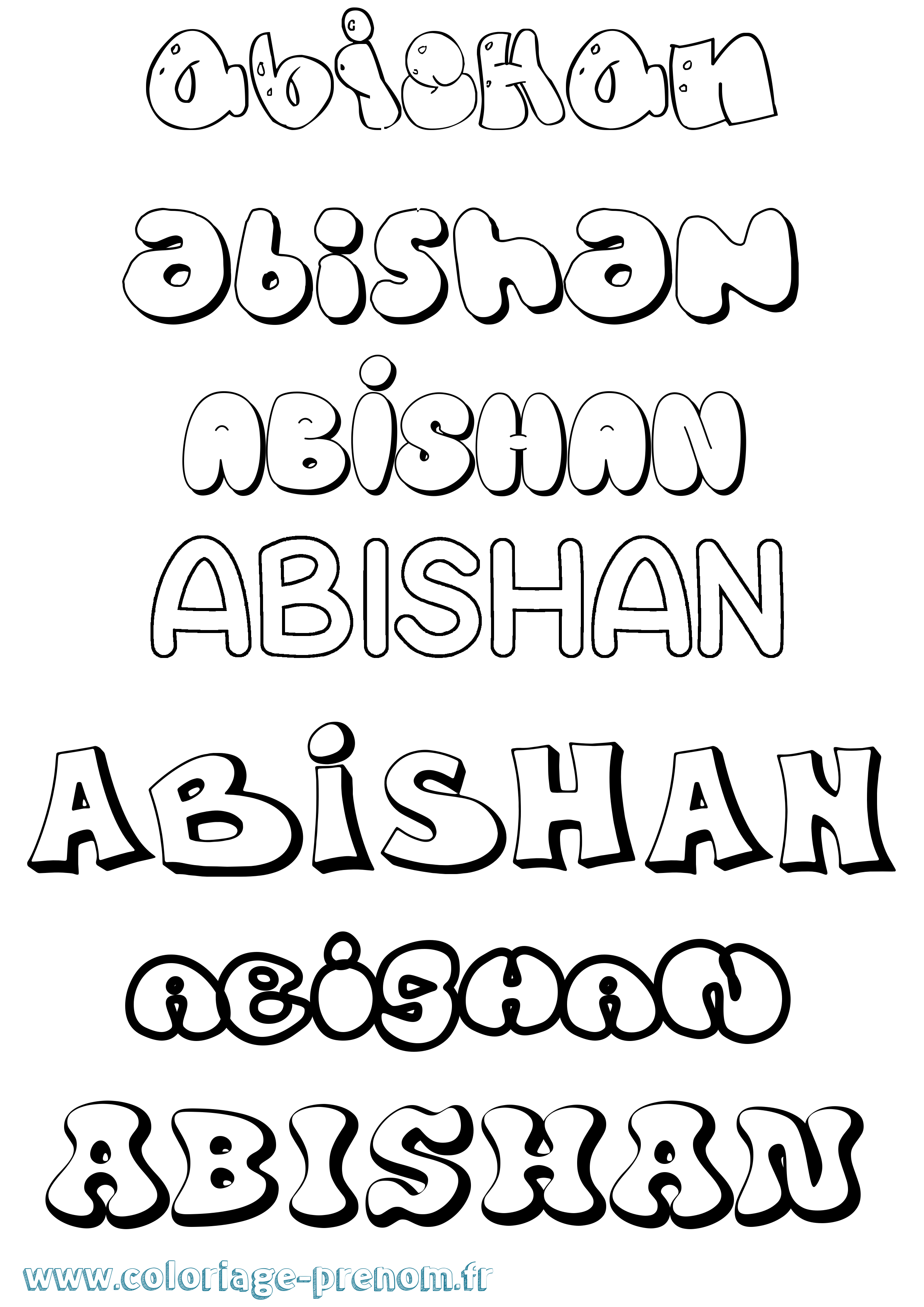 Coloriage prénom Abishan Bubble