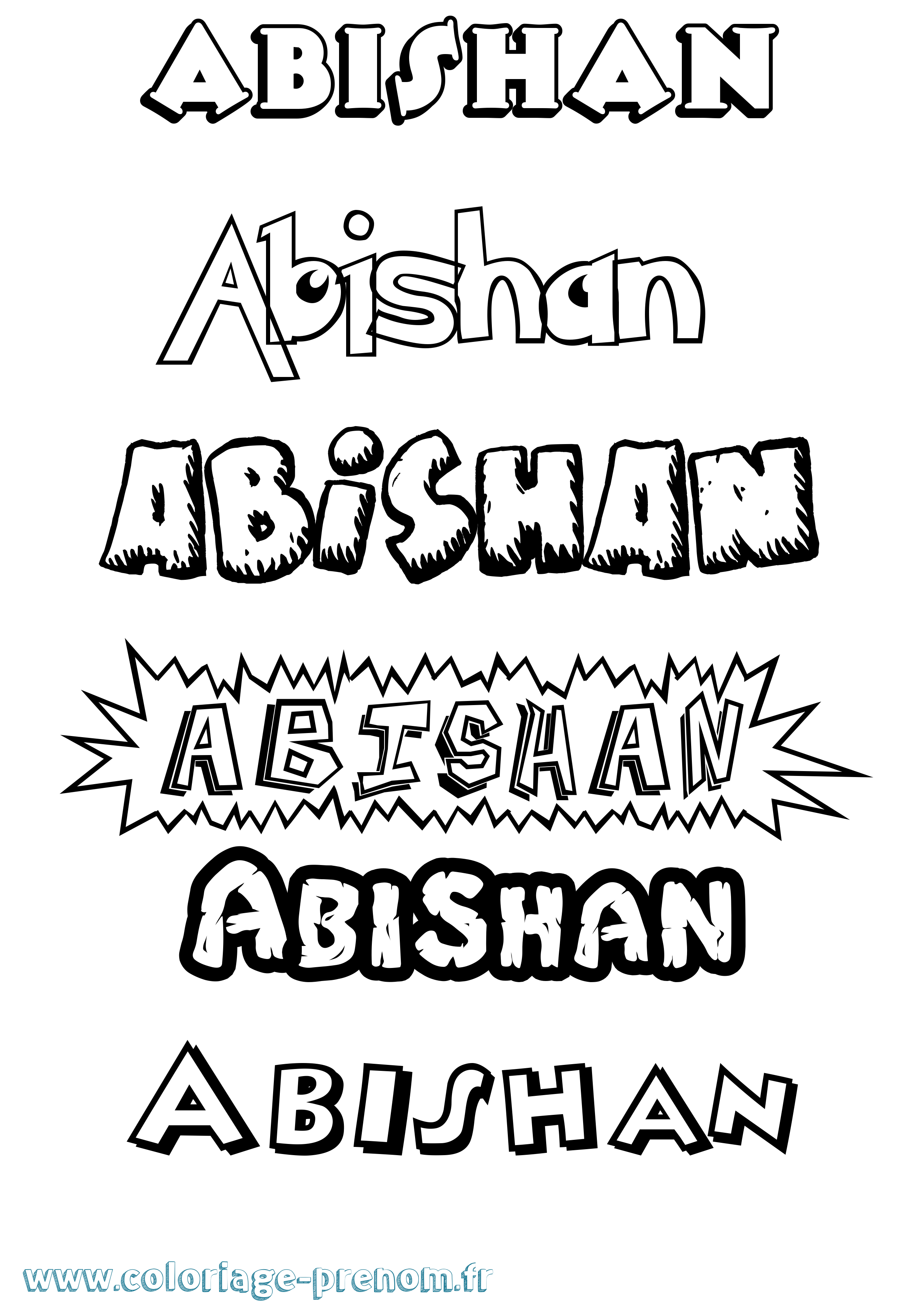 Coloriage Abishan Dessin Animé Coloriage prénom Abishan Dessin Animé