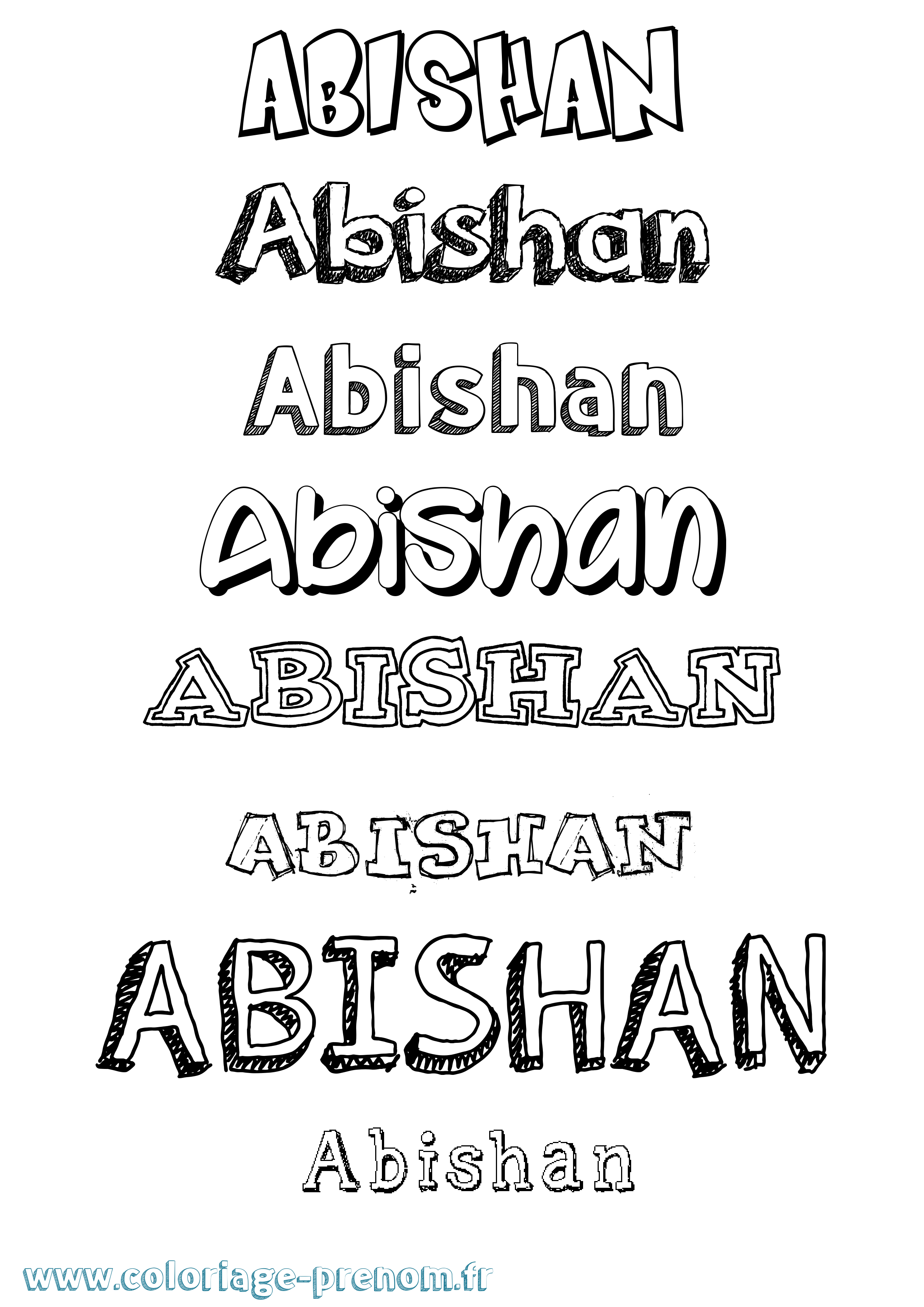 Coloriage prénom Abishan Dessiné