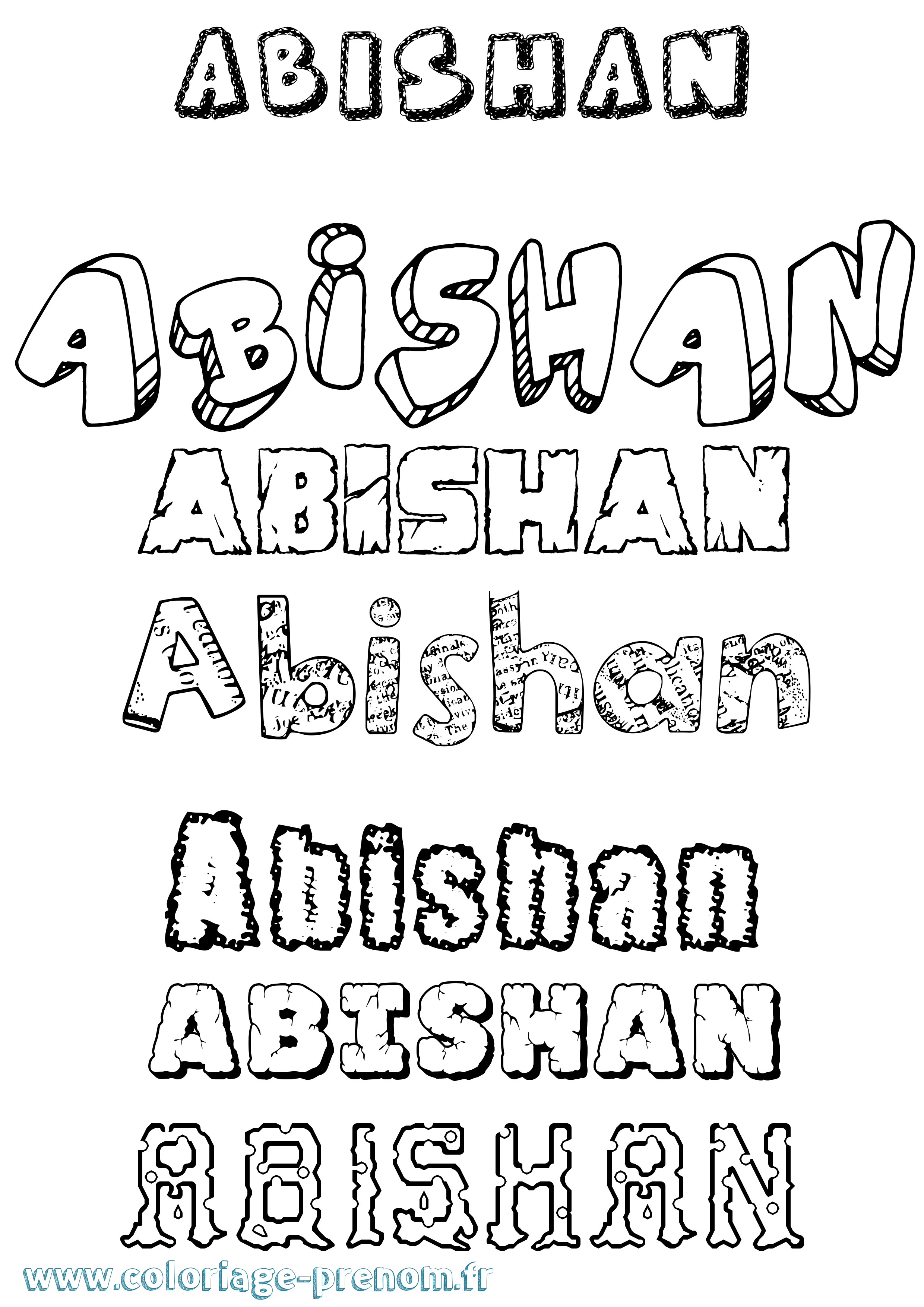 Coloriage prénom Abishan Destructuré