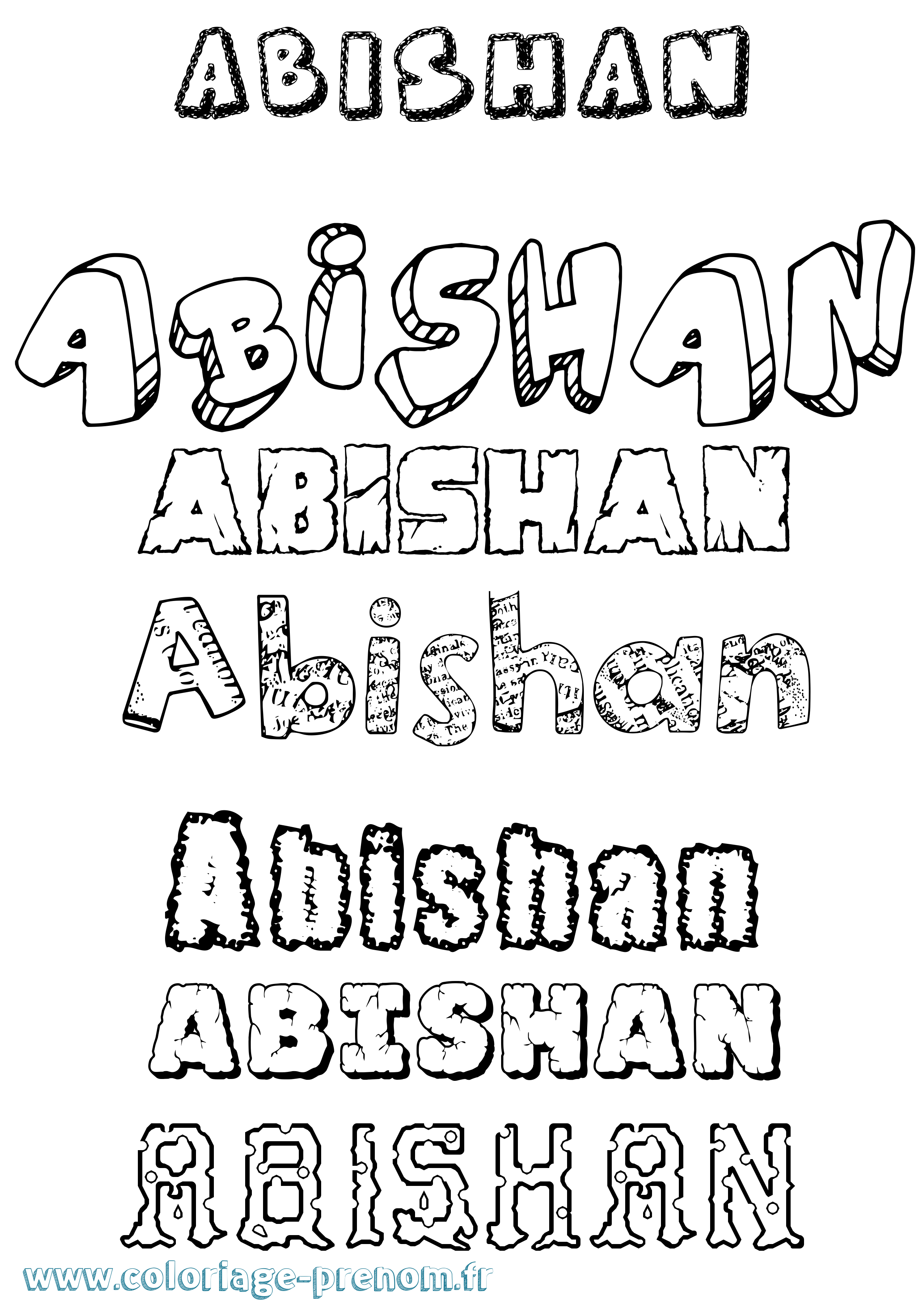 Coloriage Abishan Destructuré Coloriage prénom Abishan Destructuré