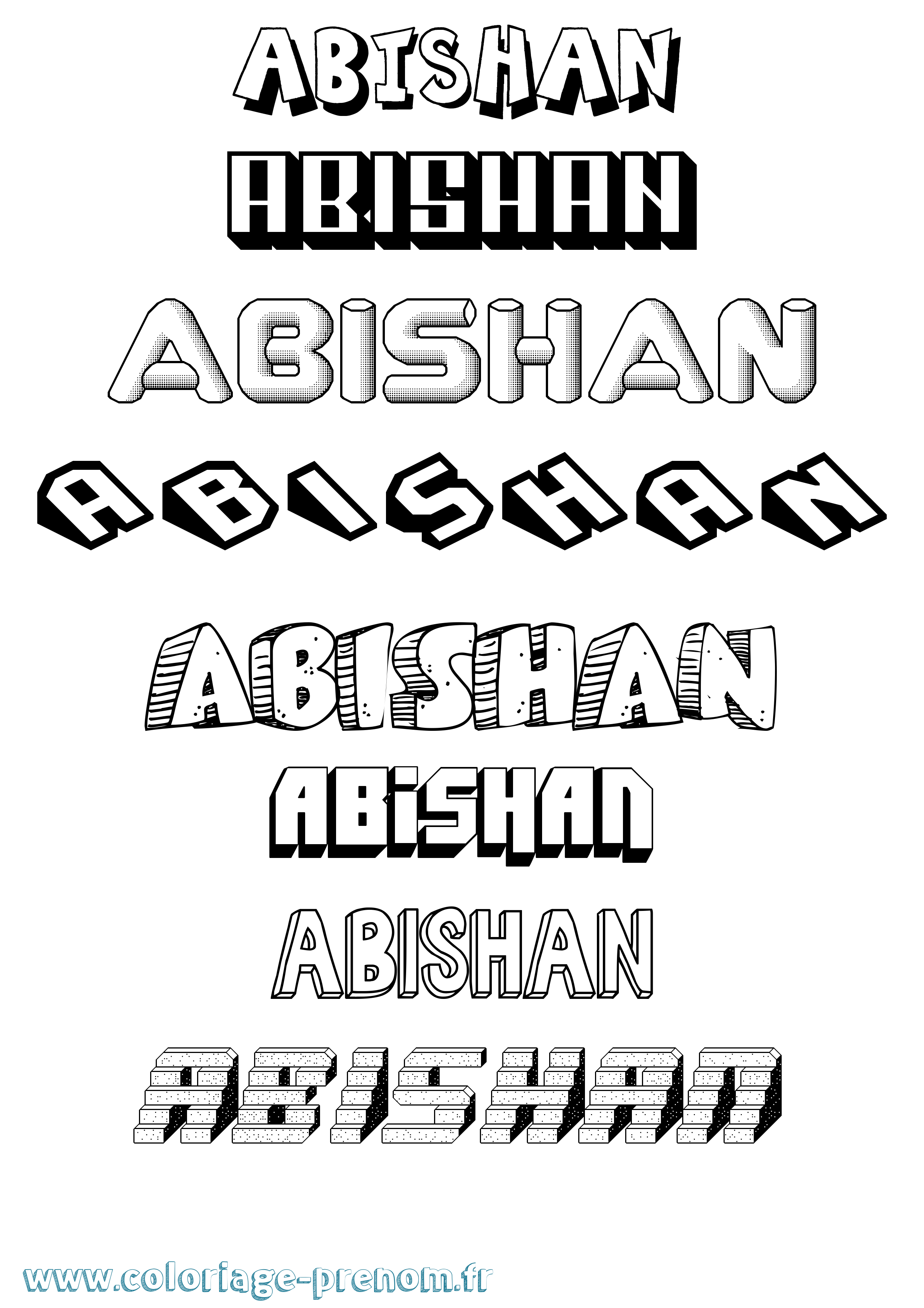 Coloriage Abishan Effet 3D Coloriage prénom Abishan Effet 3D