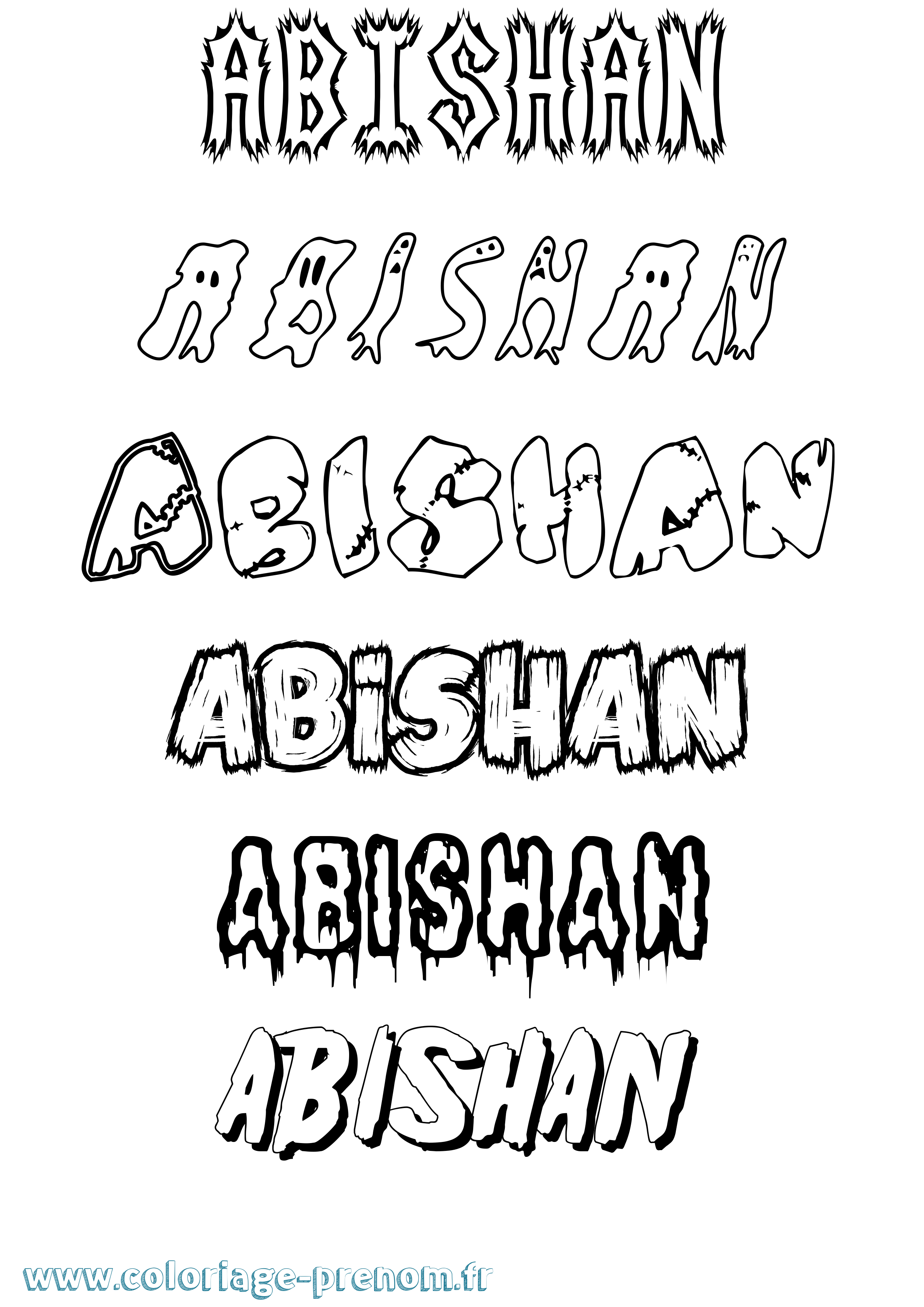 Coloriage prénom Abishan Frisson