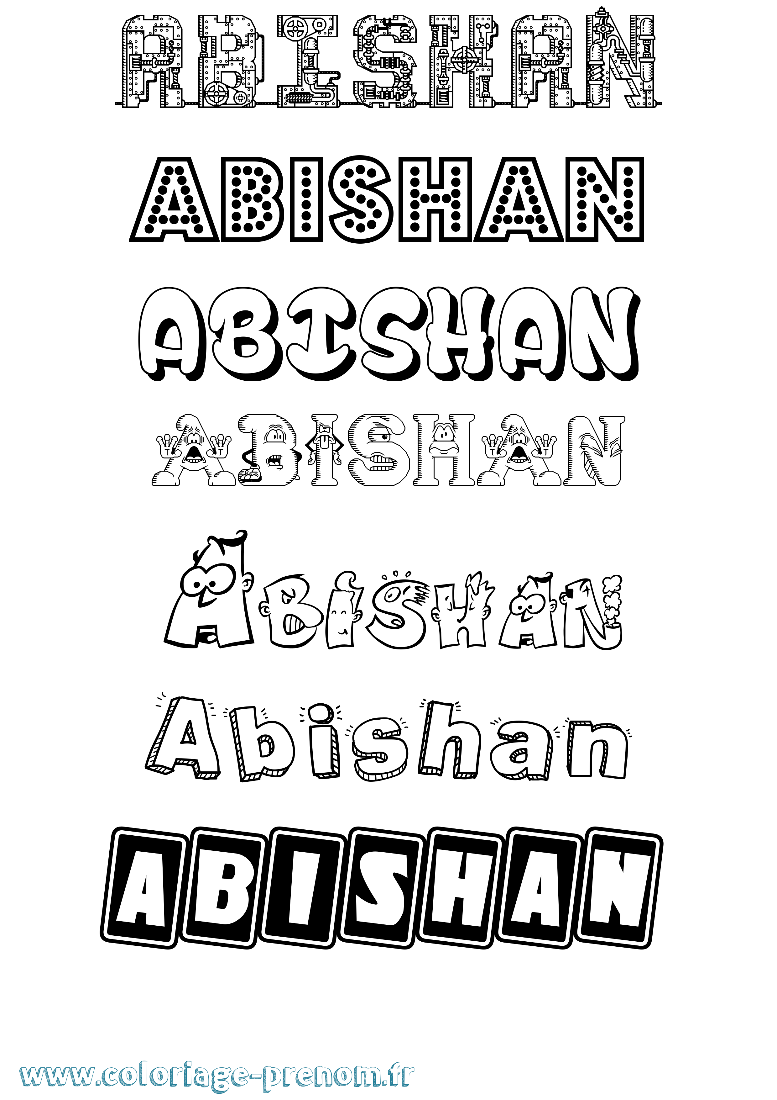 Coloriage prénom Abishan Fun