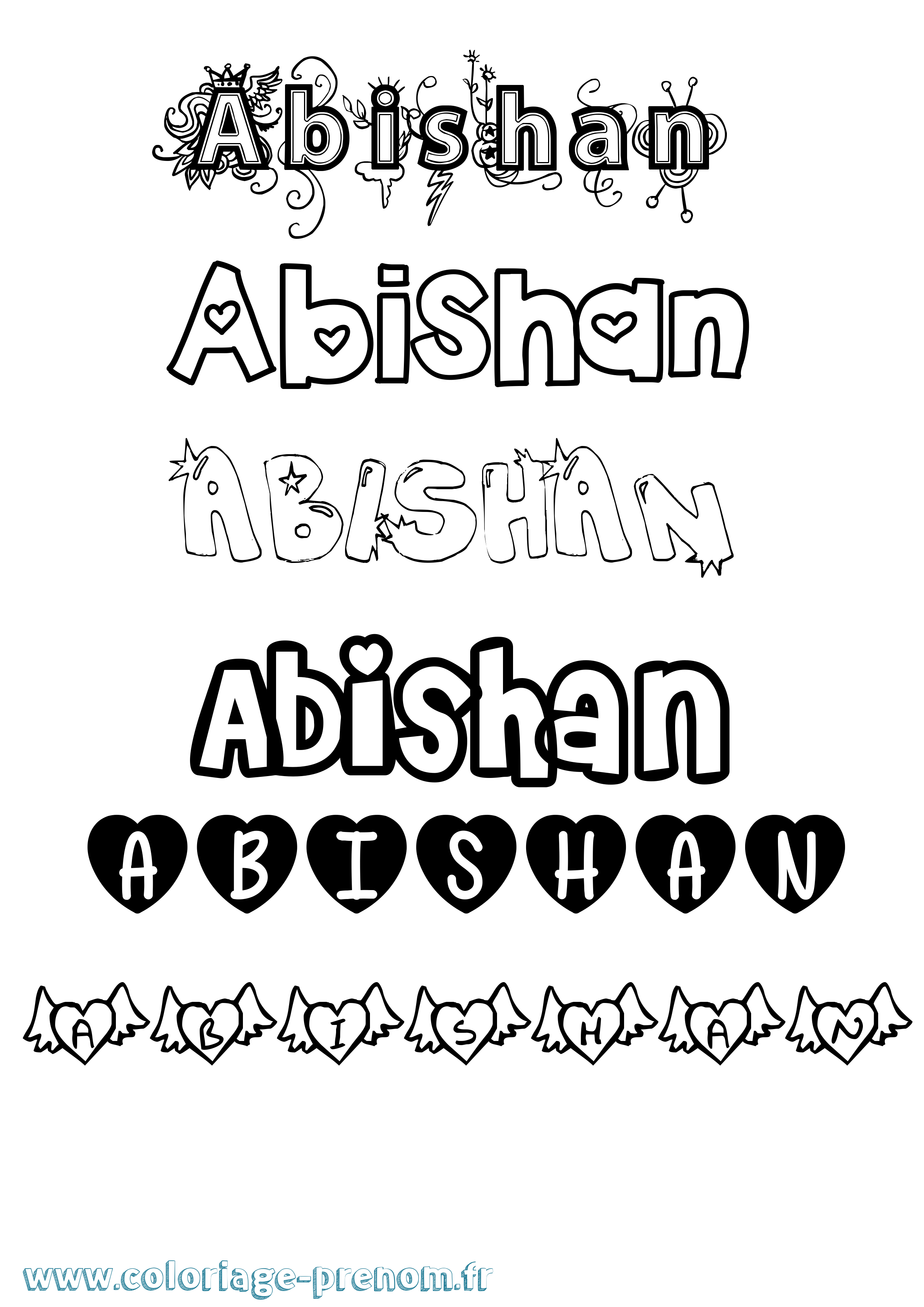 Coloriage Abishan Girly Coloriage prénom Abishan Girly