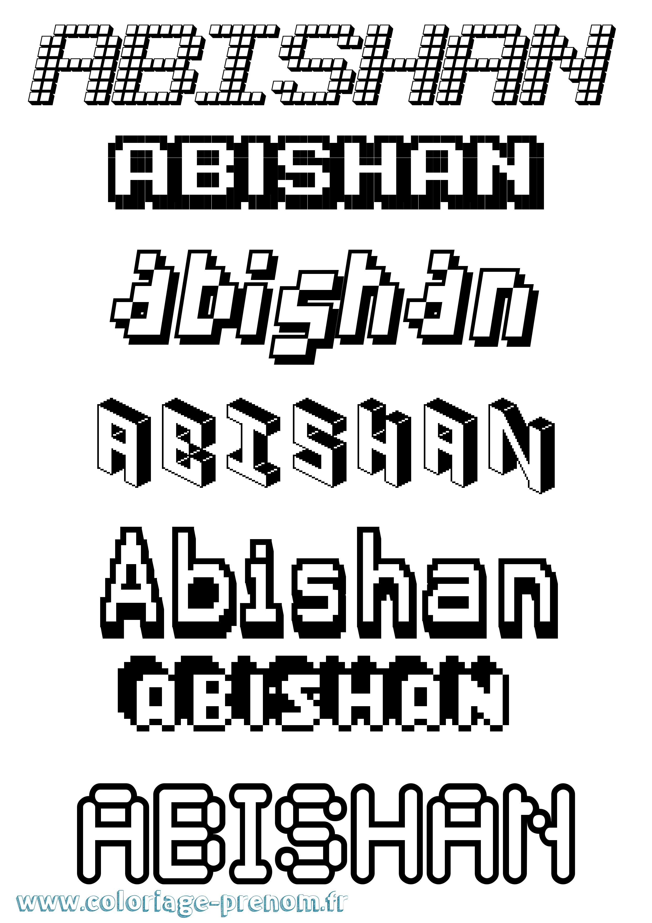 Coloriage prénom Abishan Pixel