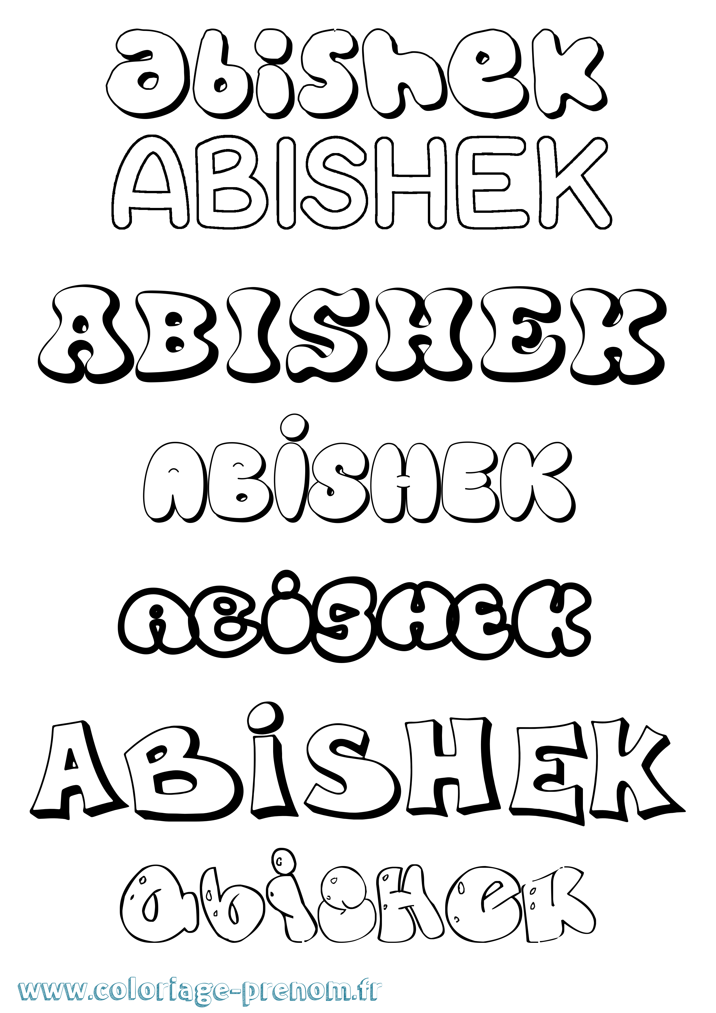 Coloriage prénom Abishek Bubble
