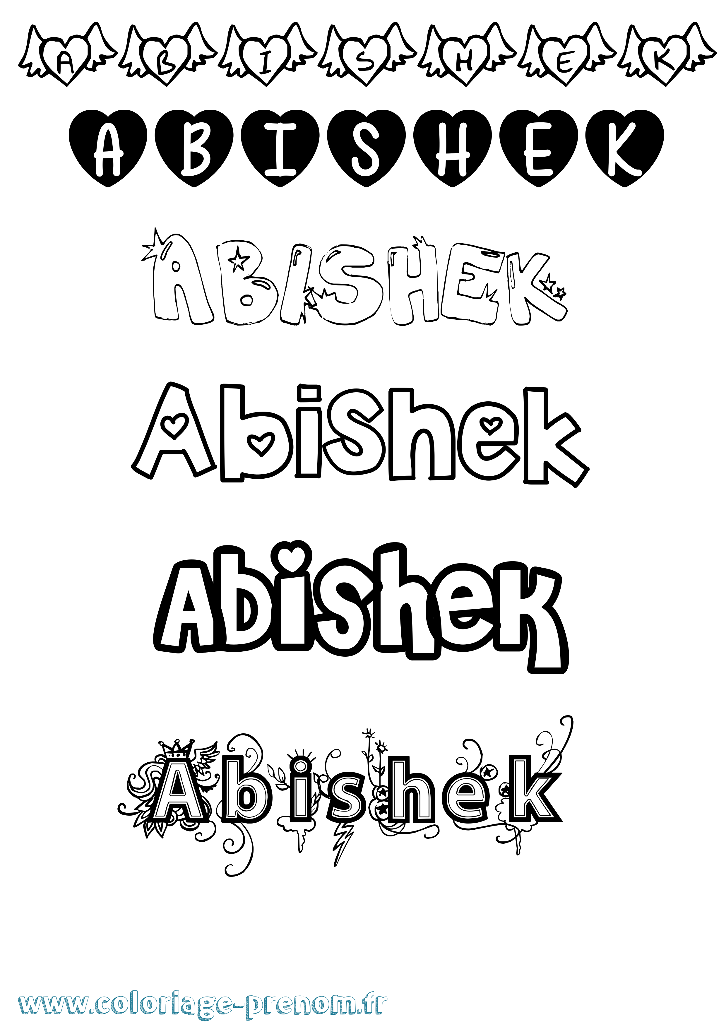 Coloriage prénom Abishek Girly