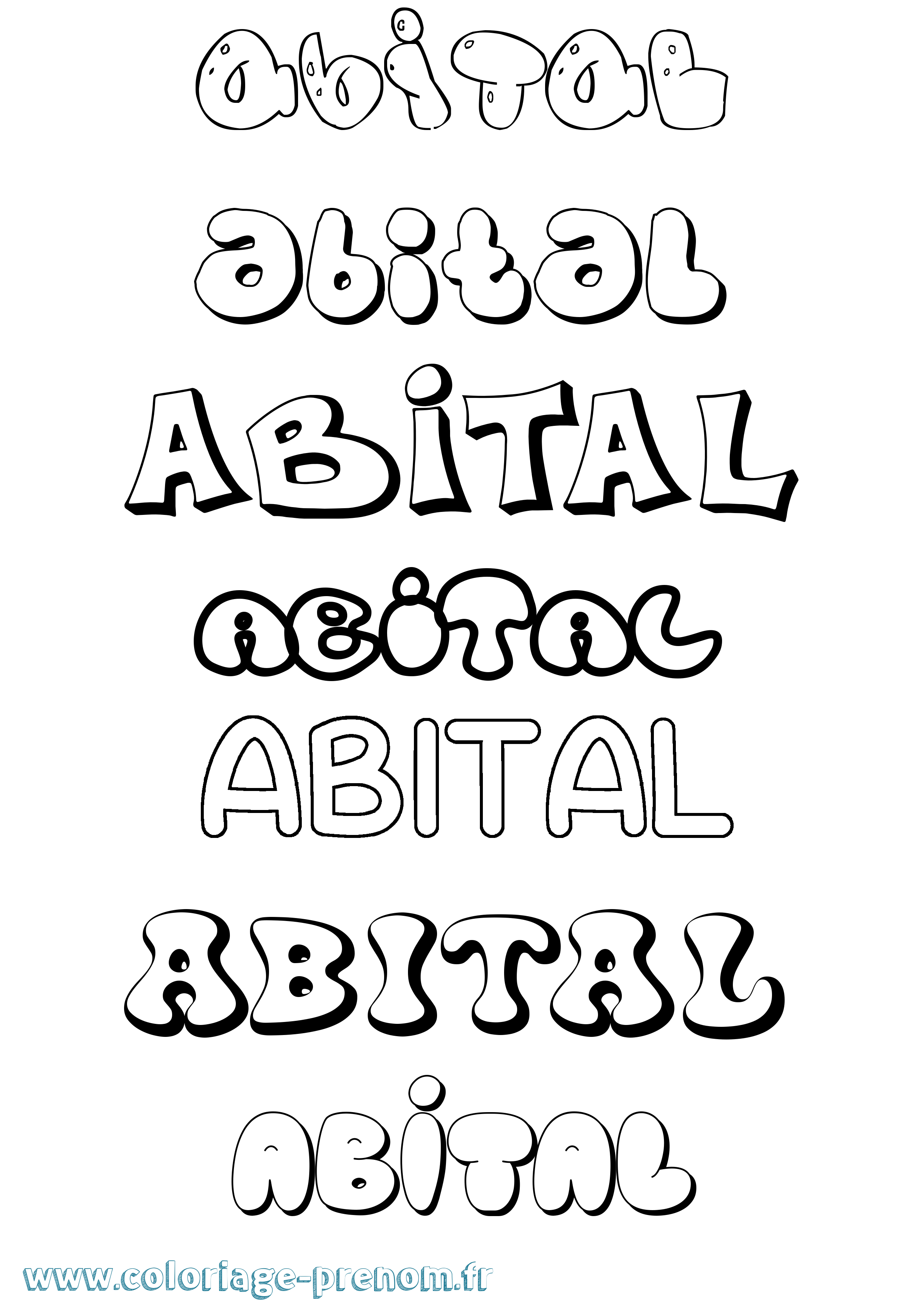 Coloriage prénom Abital Bubble