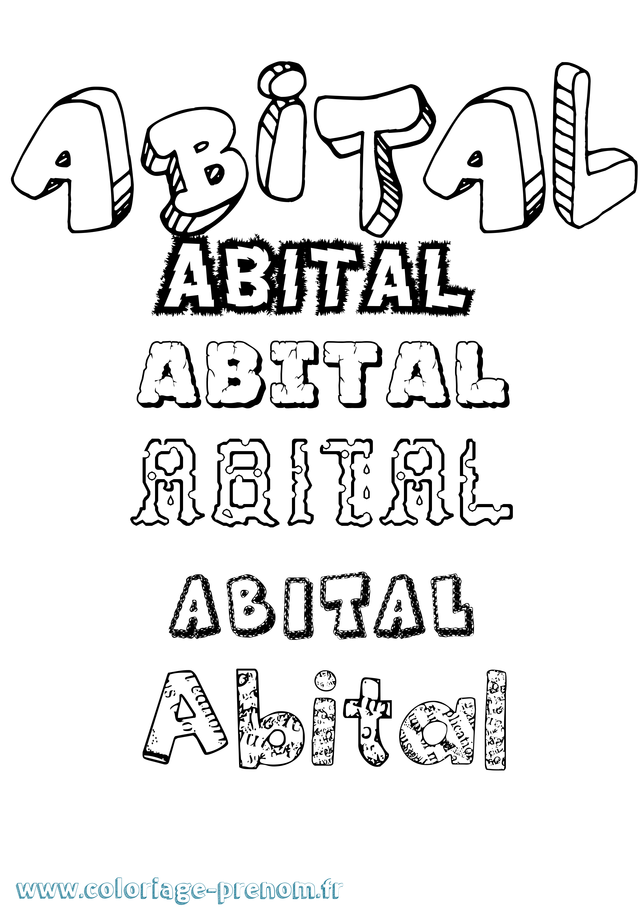Coloriage Abital Destructuré Coloriage prénom Abital Destructuré