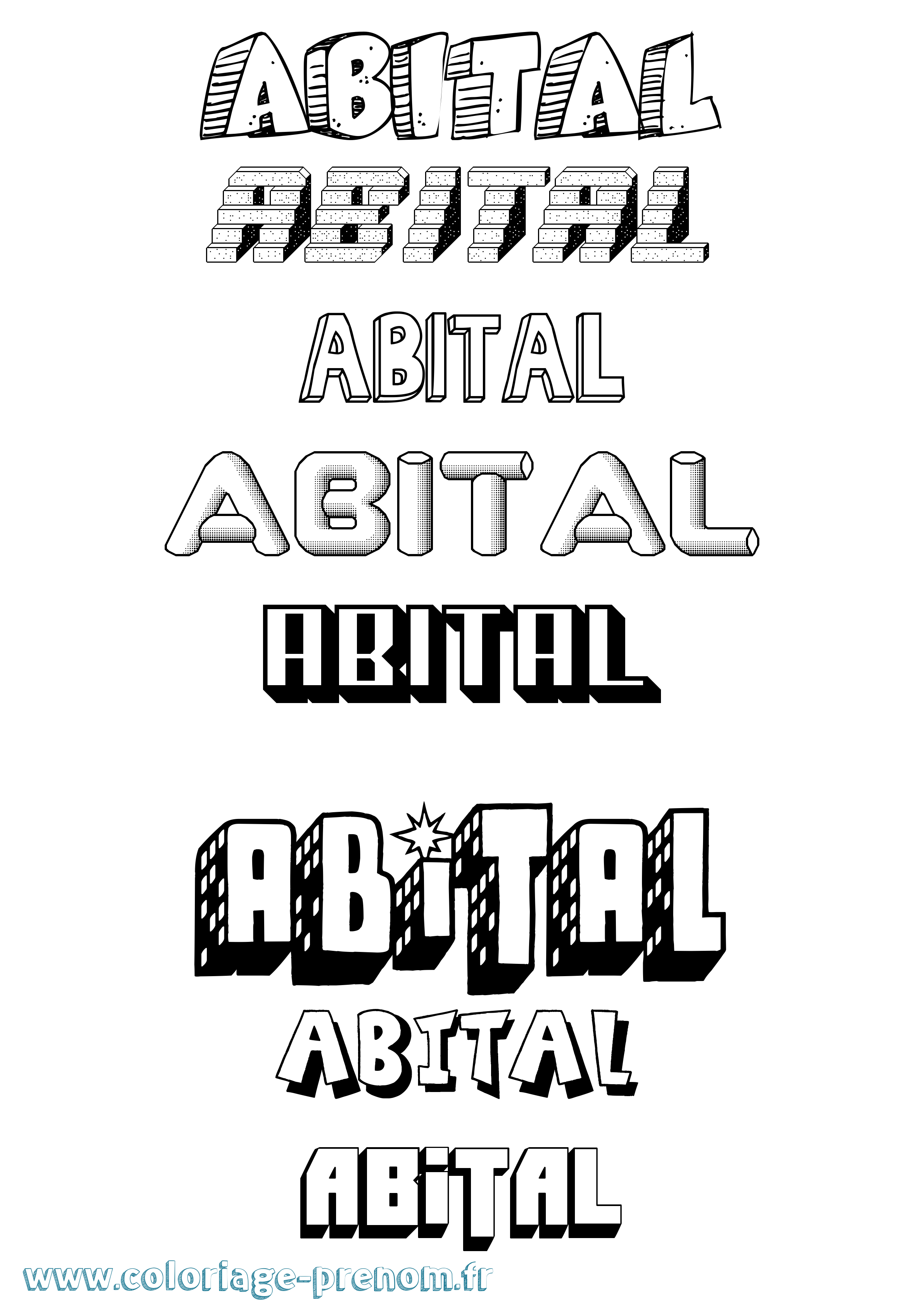 Coloriage Abital Effet 3D Coloriage prénom Abital Effet 3D