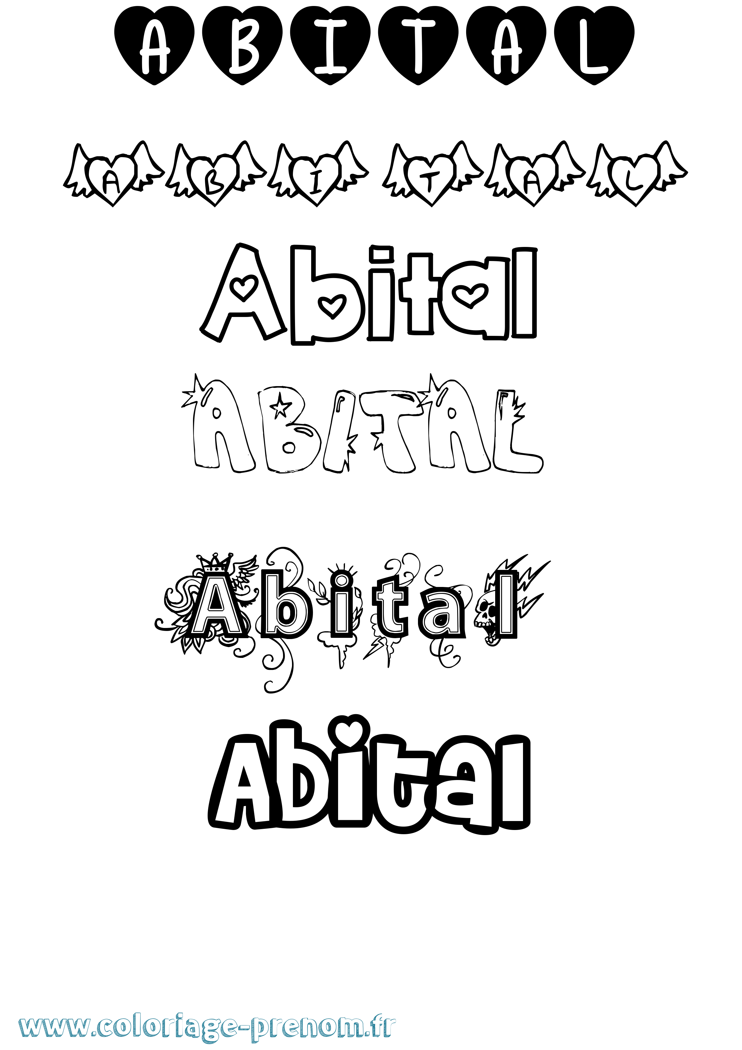 Coloriage Abital Girly Coloriage prénom Abital Girly