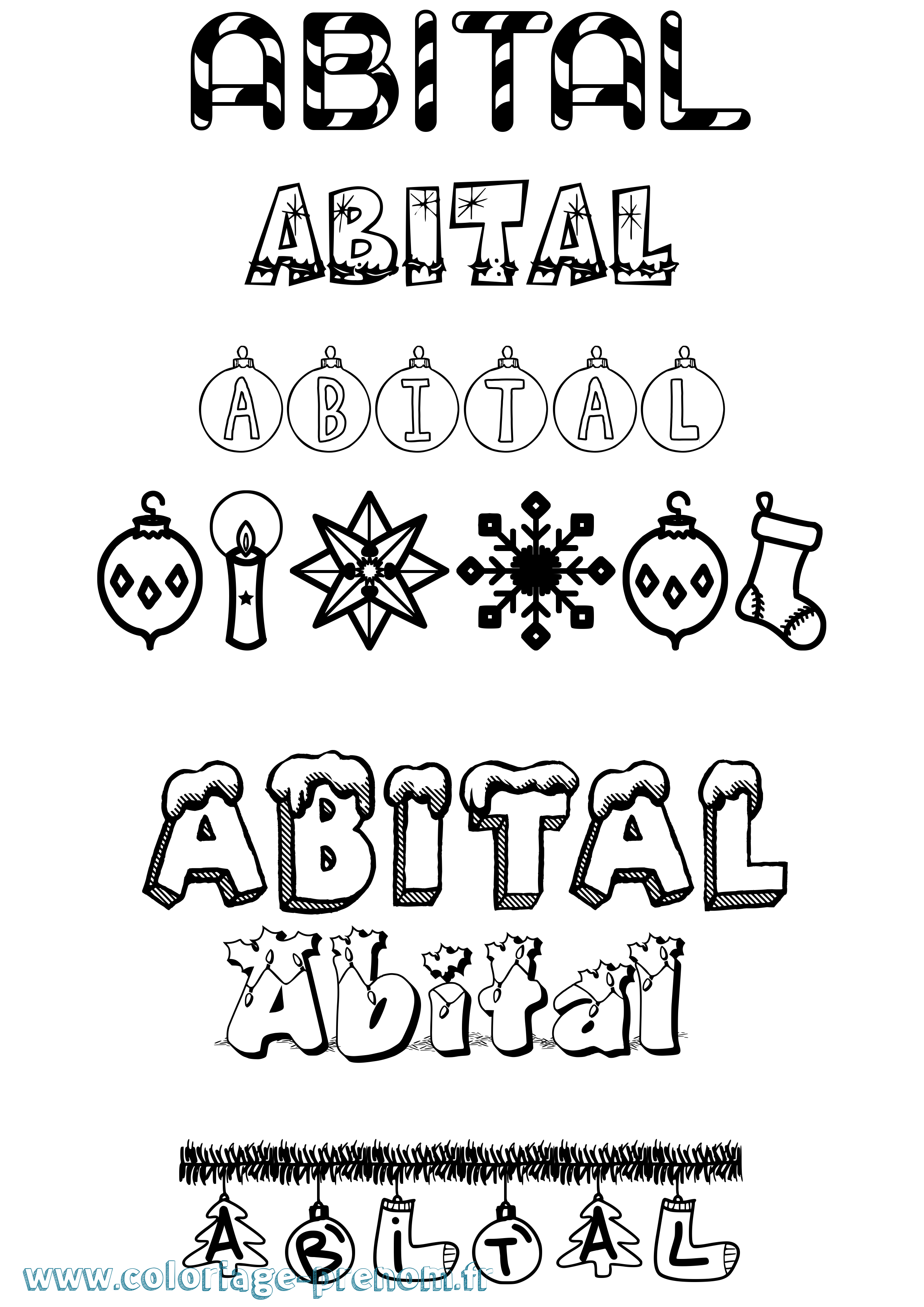 Coloriage Abital Noël Coloriage prénom Abital Noël