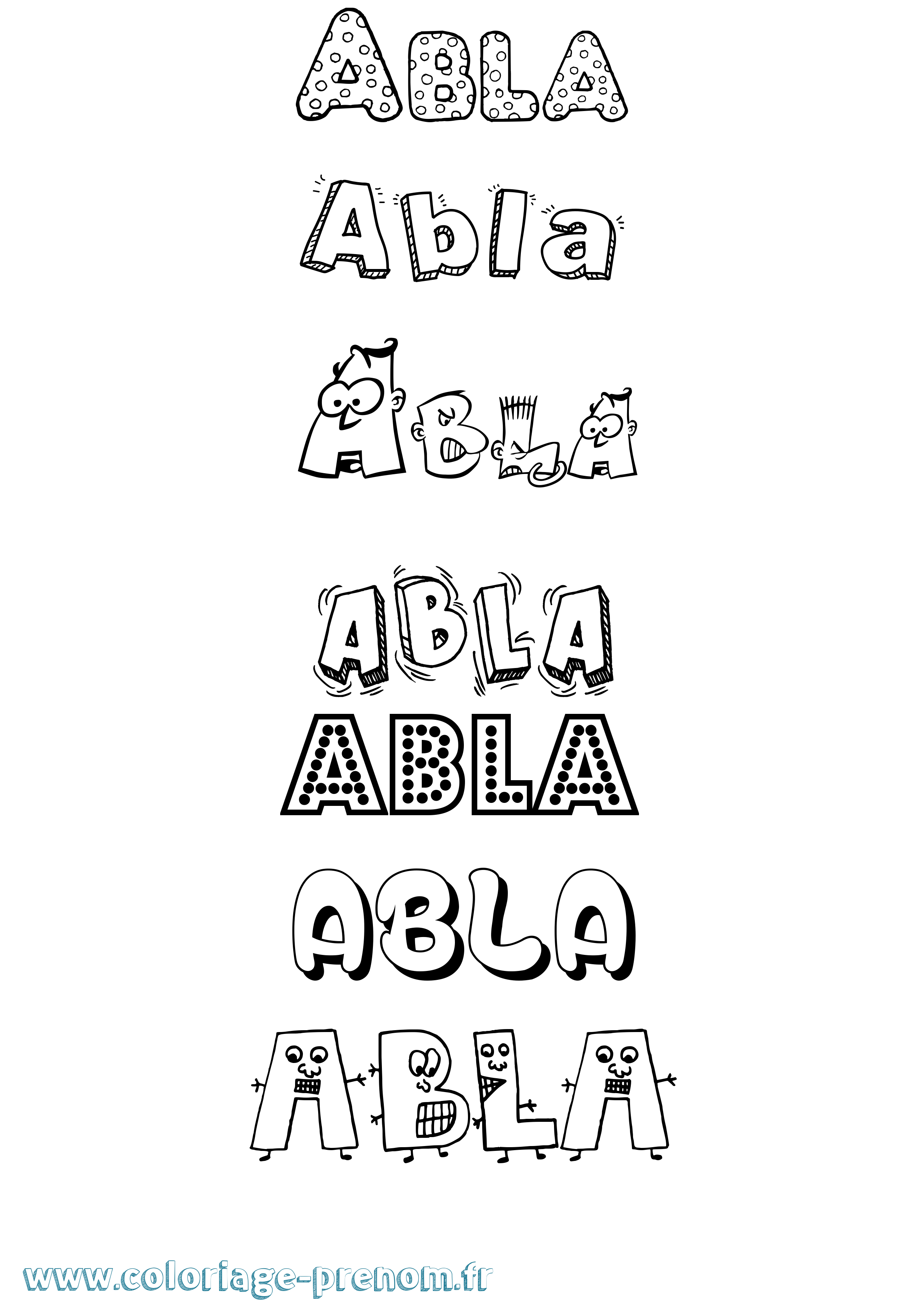 Coloriage prénom Abla Fun