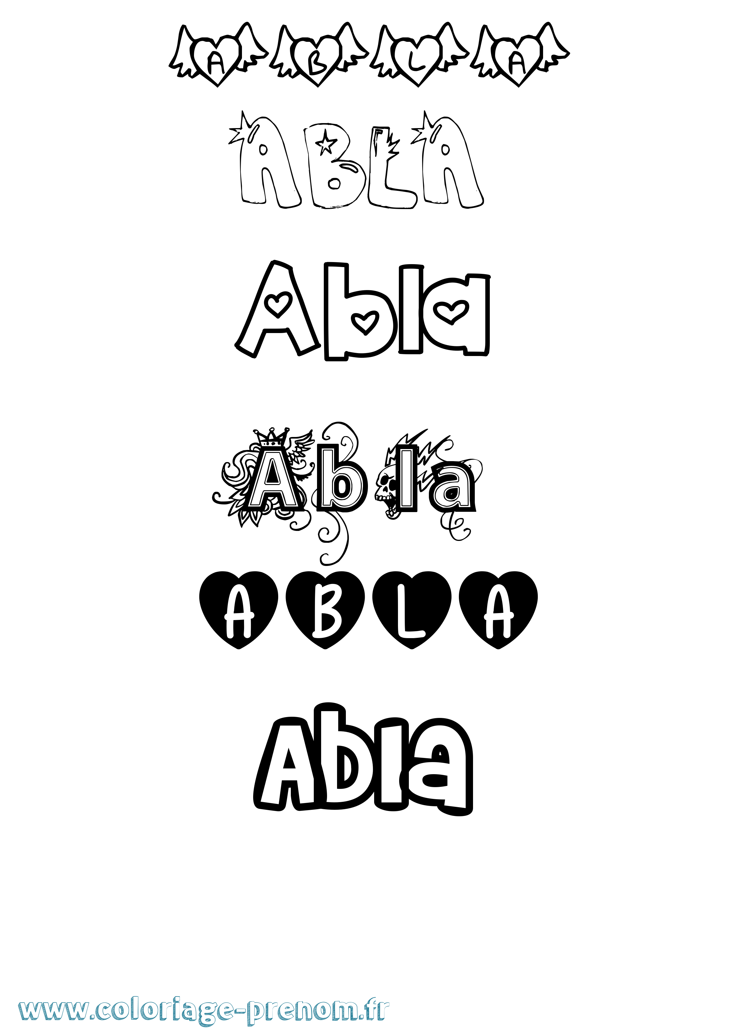 Coloriage prénom Abla Girly
