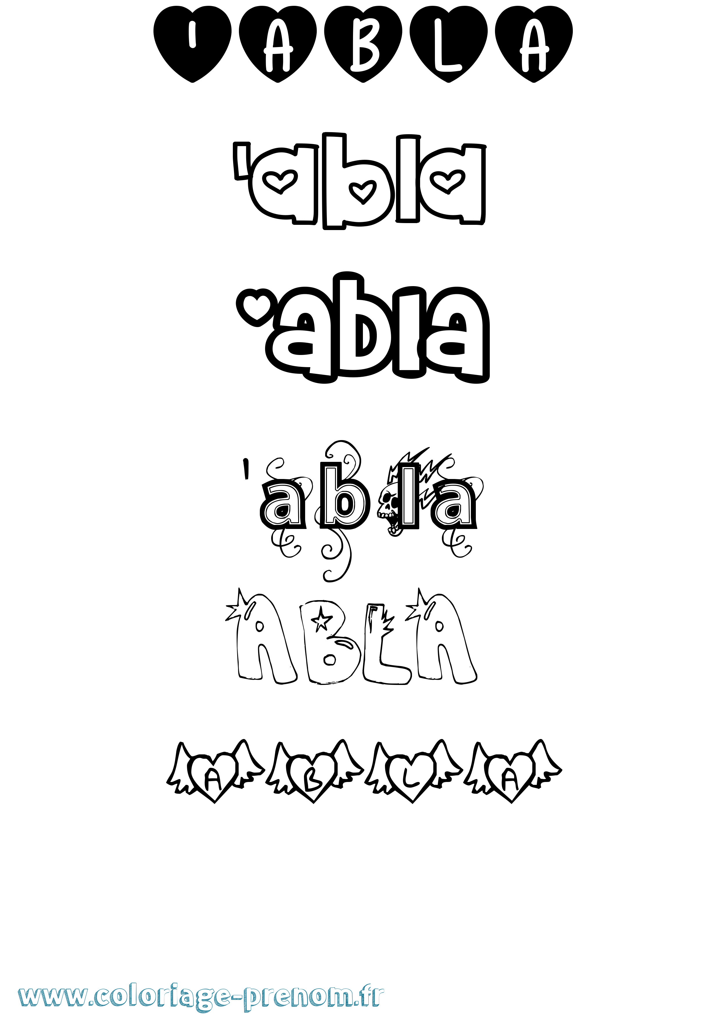 Coloriage prénom 'Abla Girly