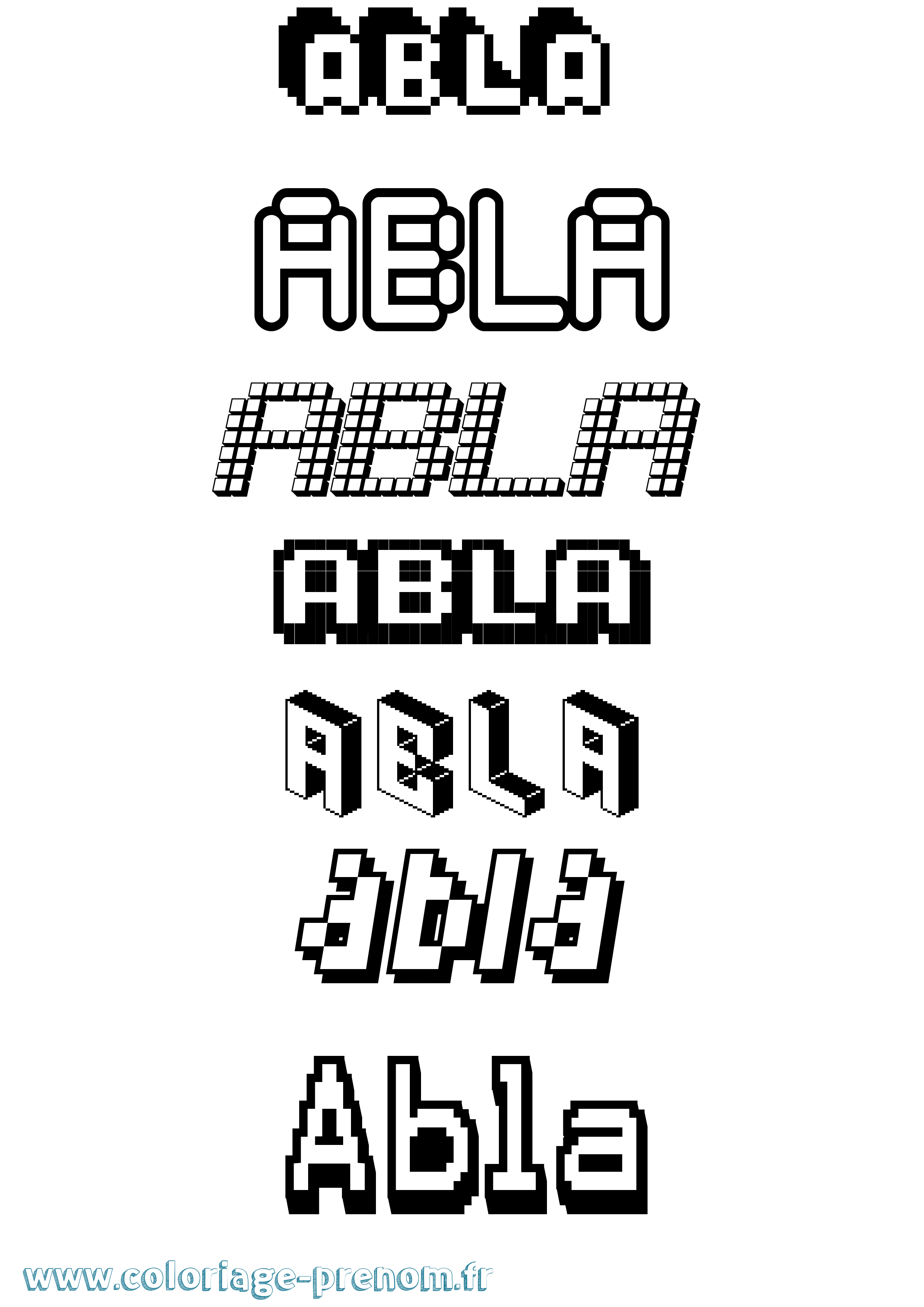 Coloriage prénom Abla Pixel