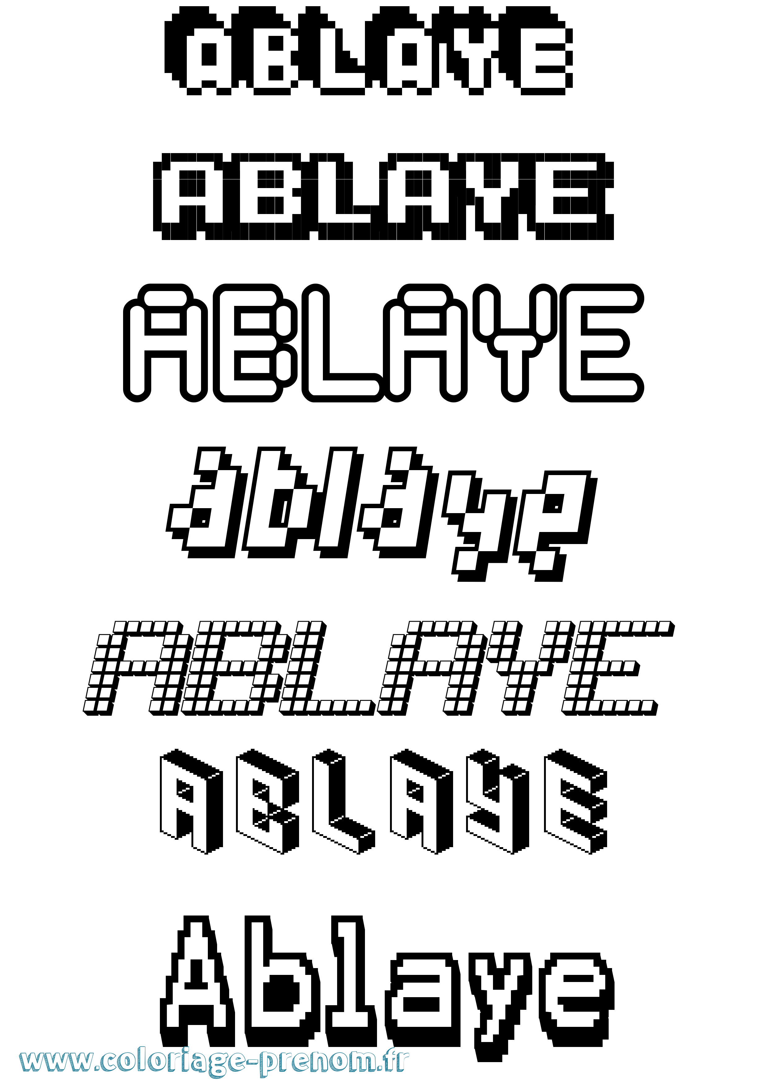 Coloriage prénom Ablaye Pixel
