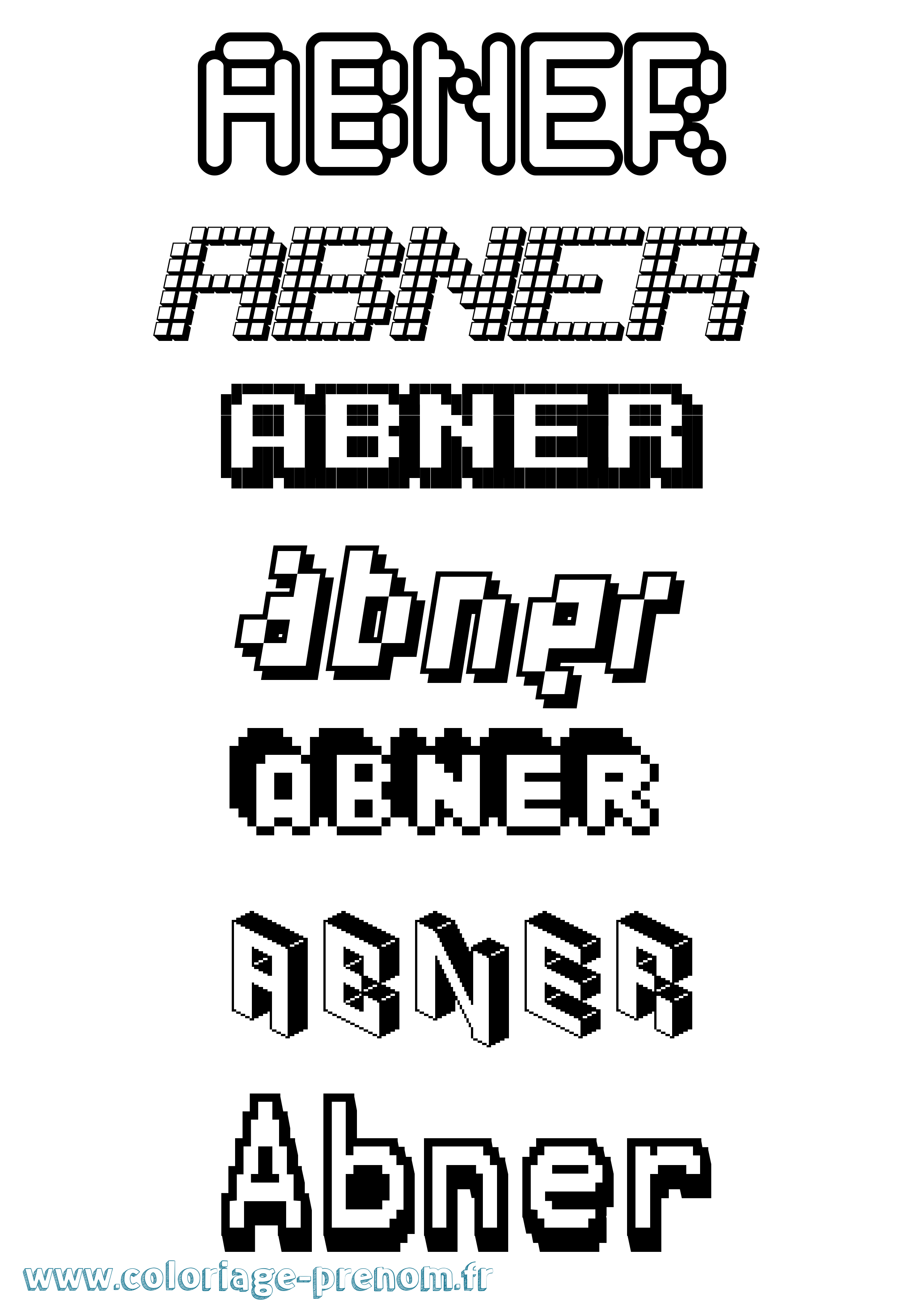 Coloriage prénom Abner Pixel